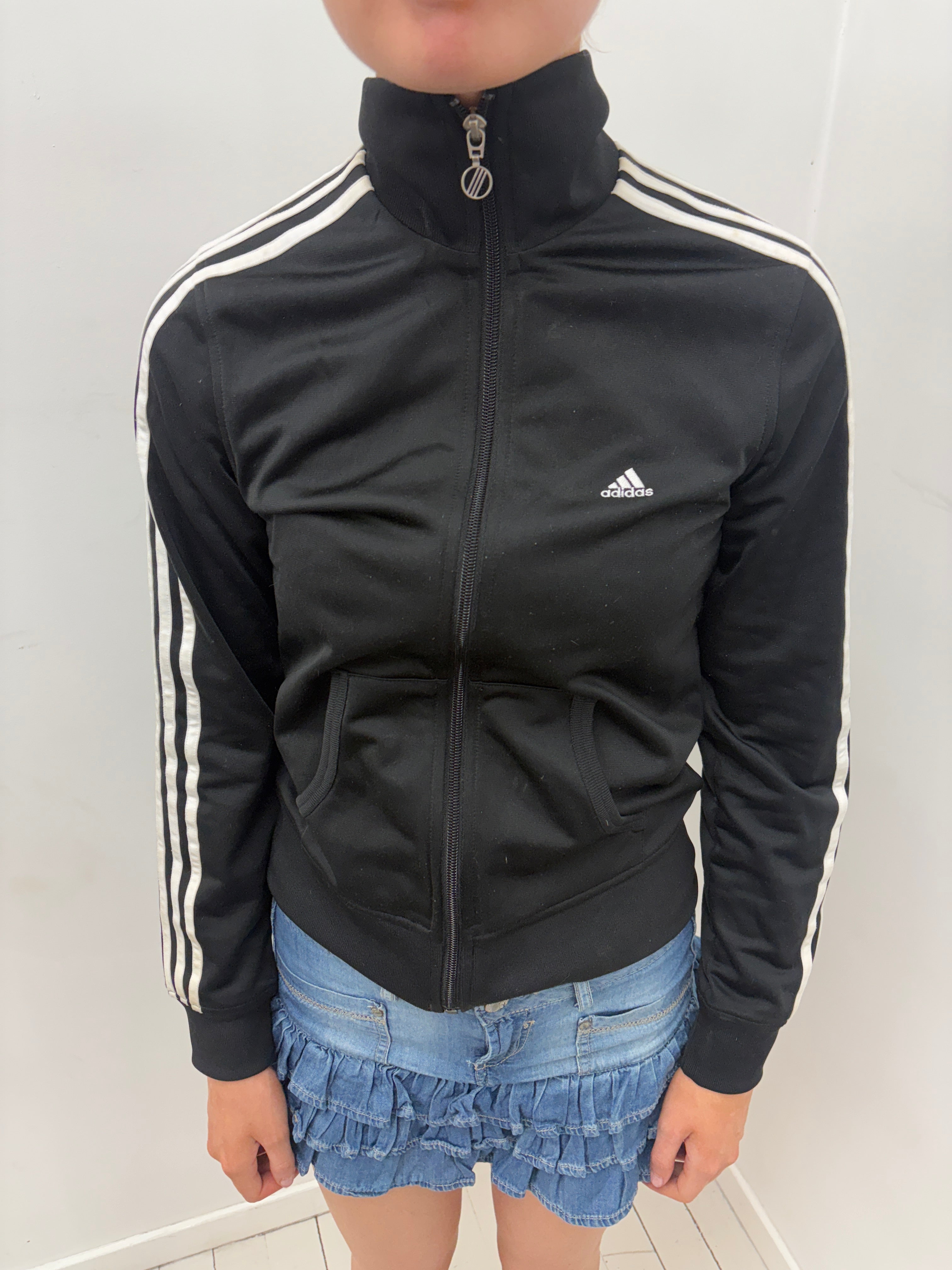 Black Adidas Three Stripe Track Jacket