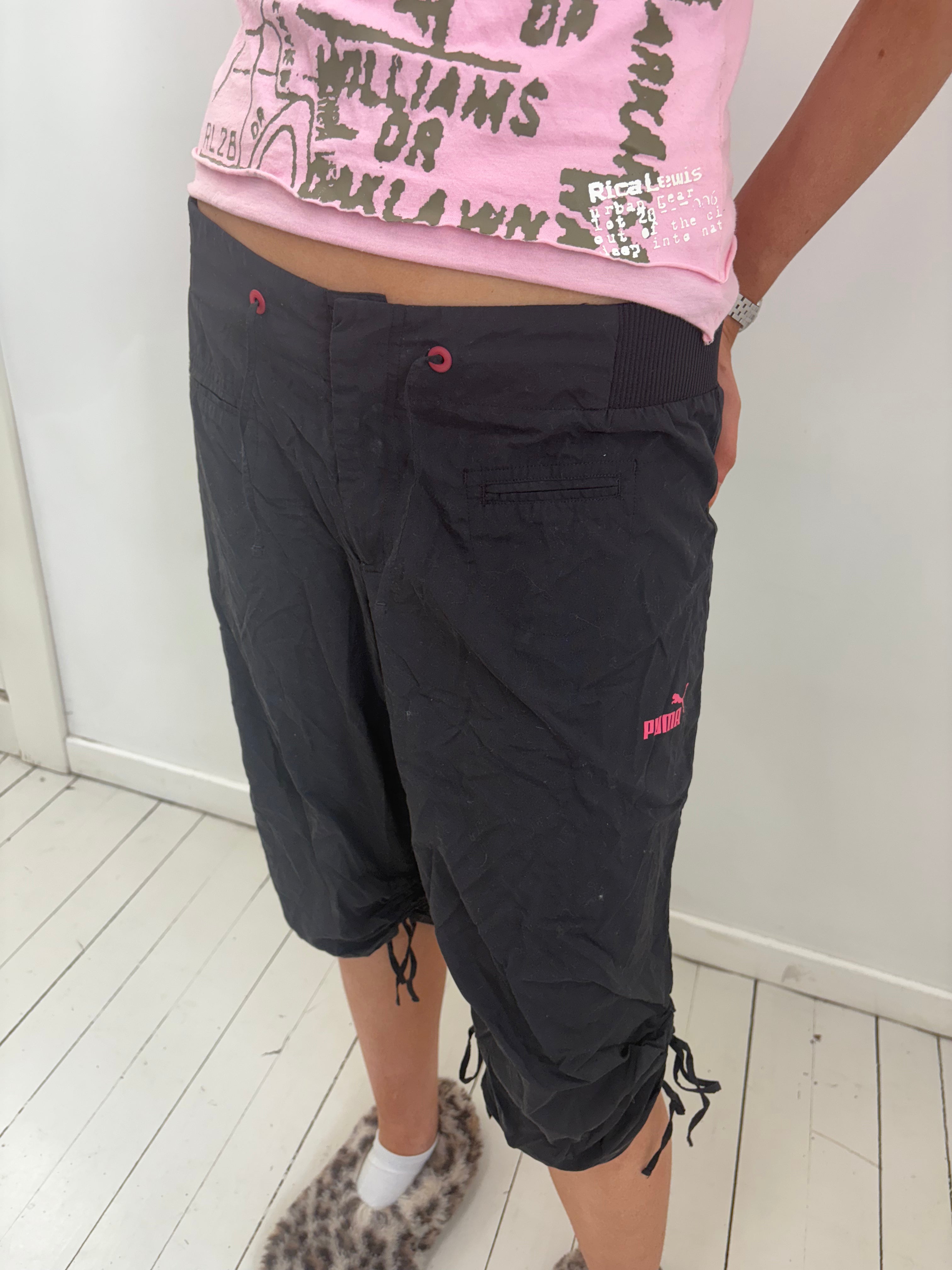Puma Black & Pink Capri Pants Y2K Sporty