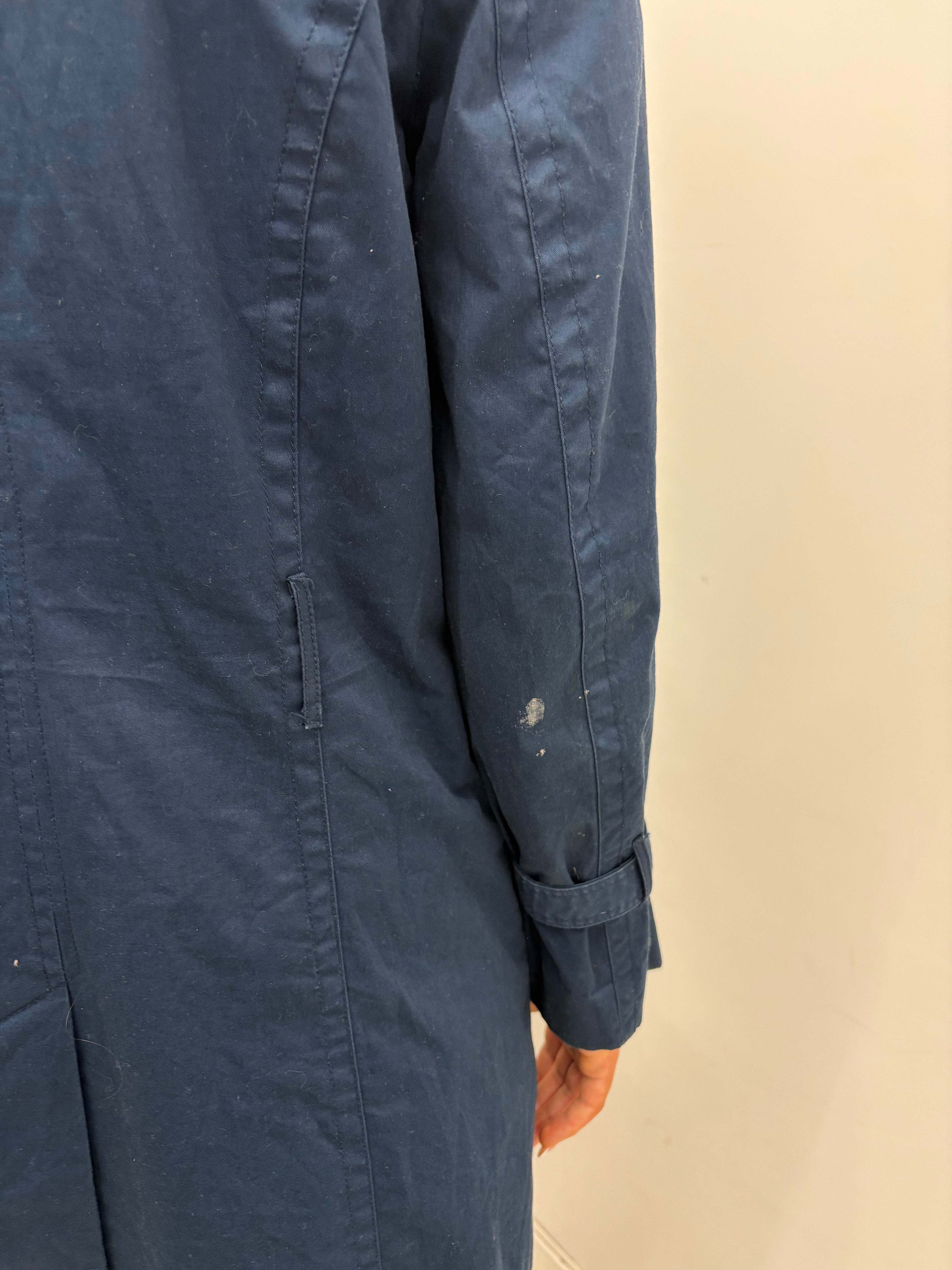 Blue pea trench coat