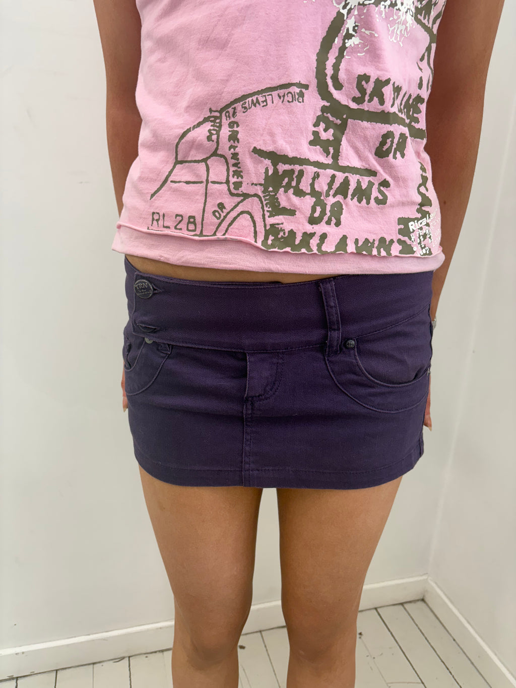 Purple Low-Rise Denim Mini Skirt Y2K