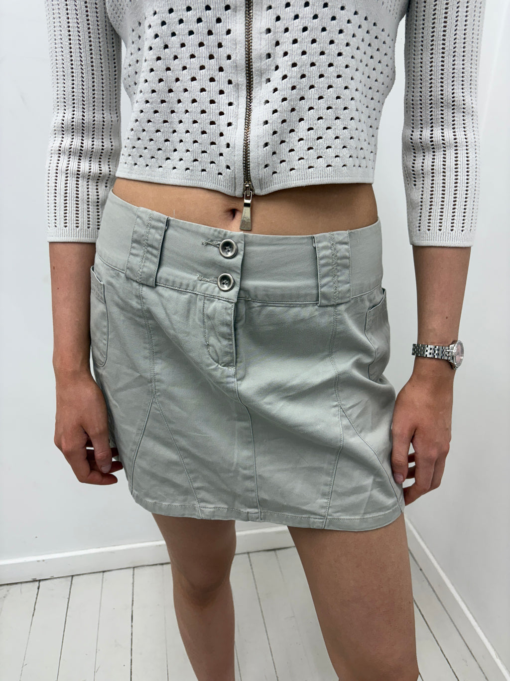 Sage Green Cargo Mini Skirt