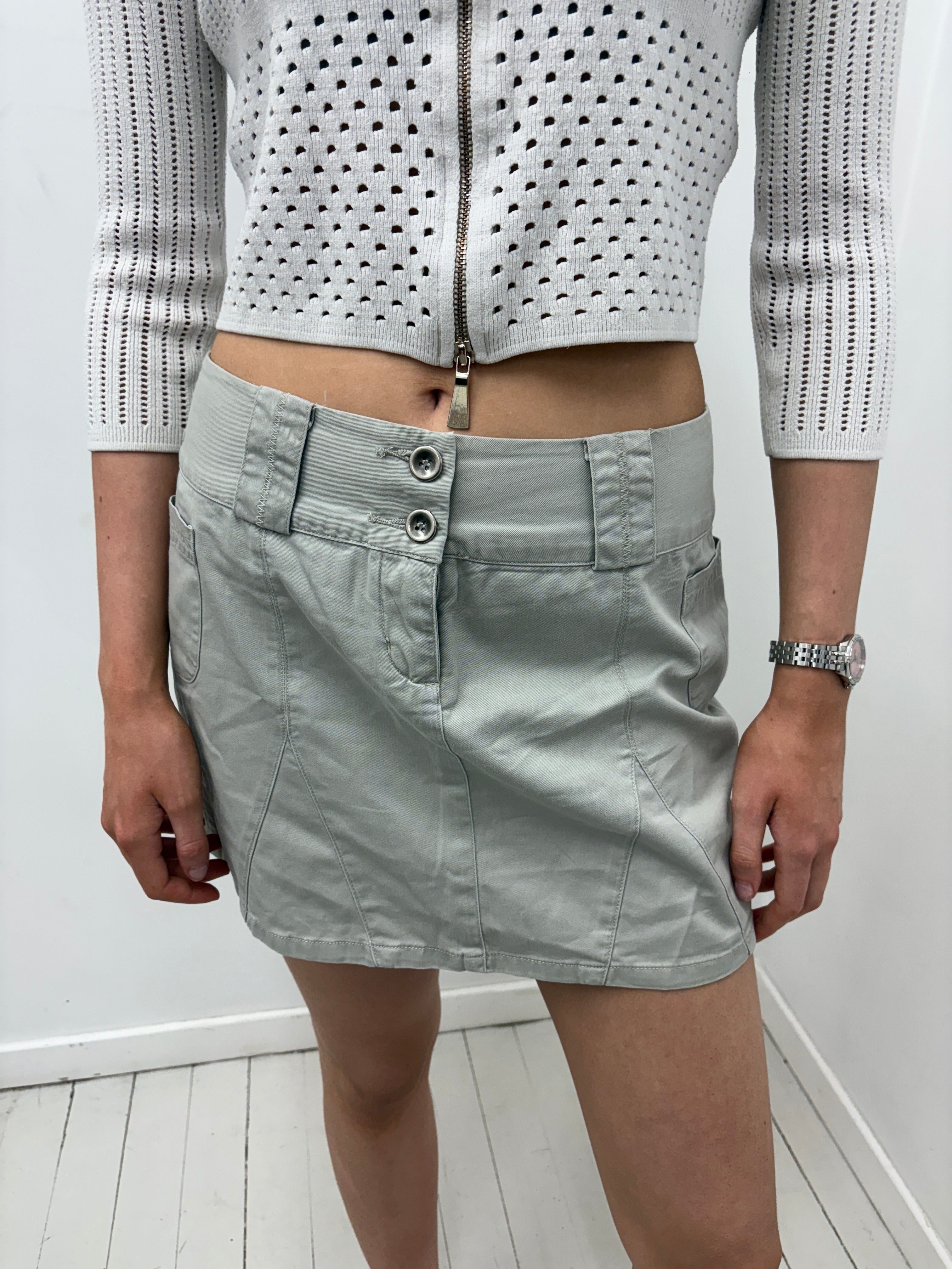 Sage Green Cargo Mini Skirt