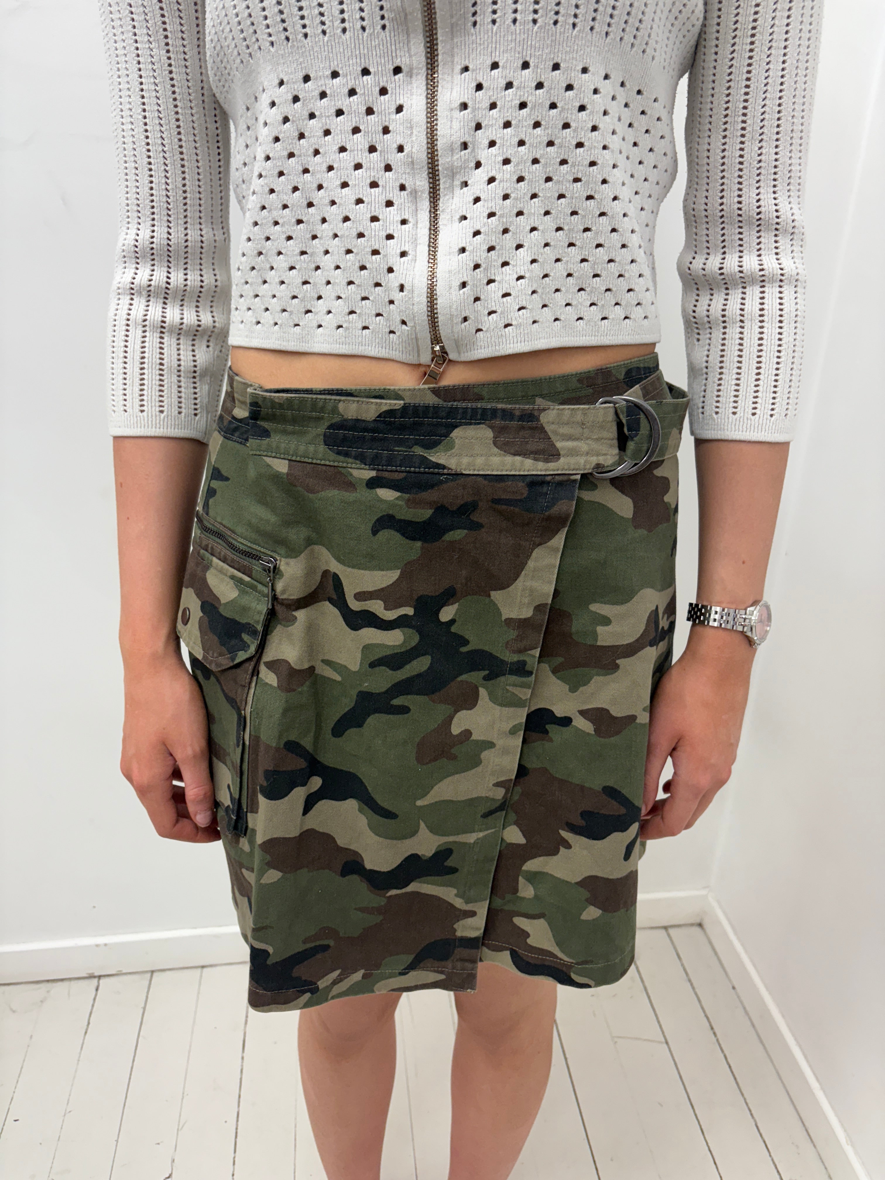 Camo Wrap Skirt with D-Ring Belt