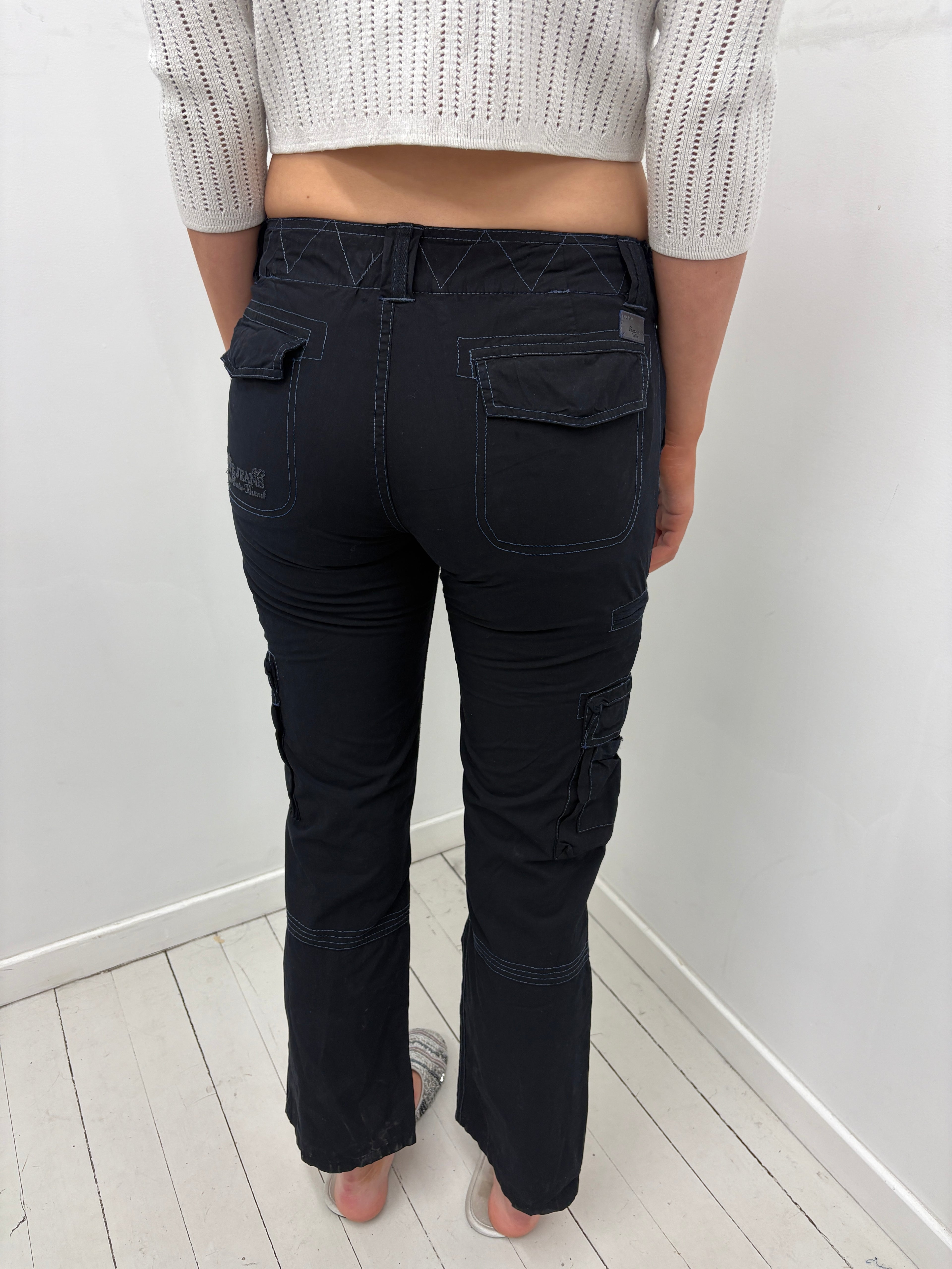 Black Cargo Pants with Multi Pocket Detail