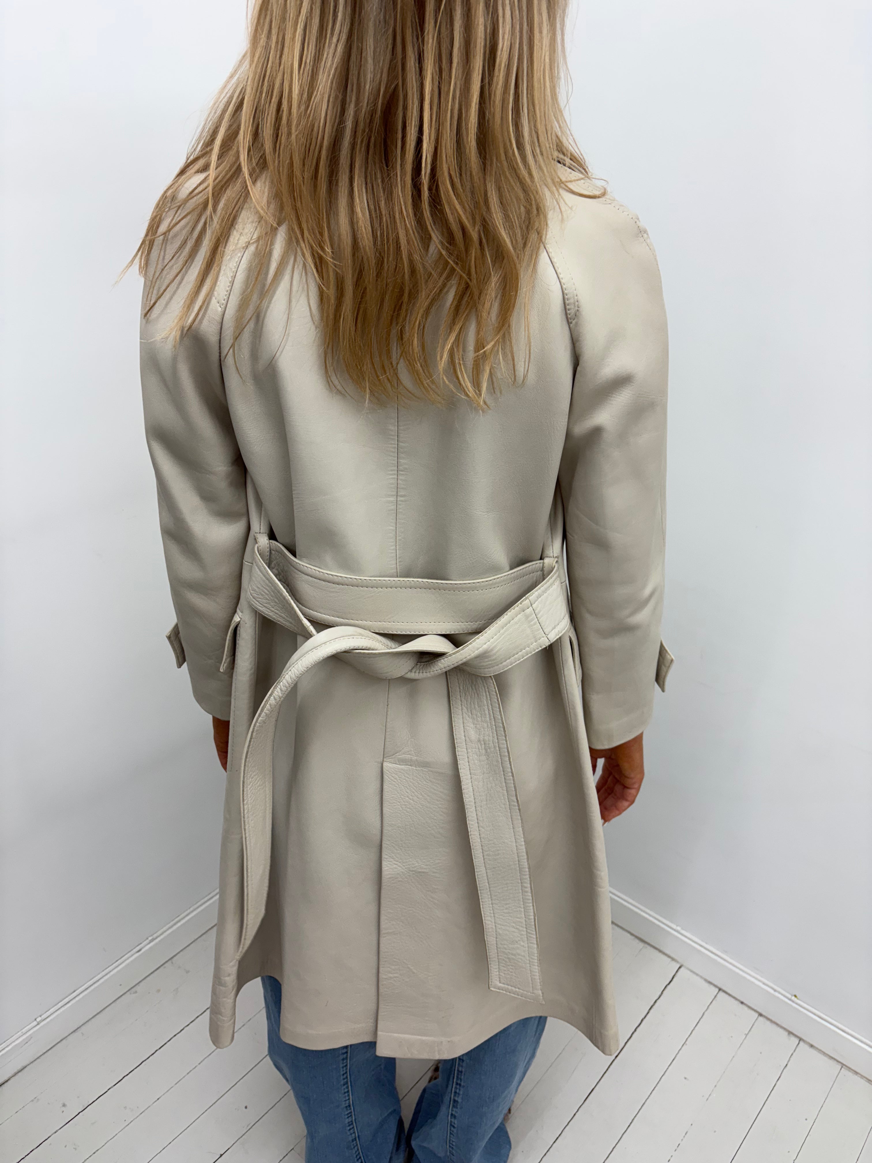Beige leather trench