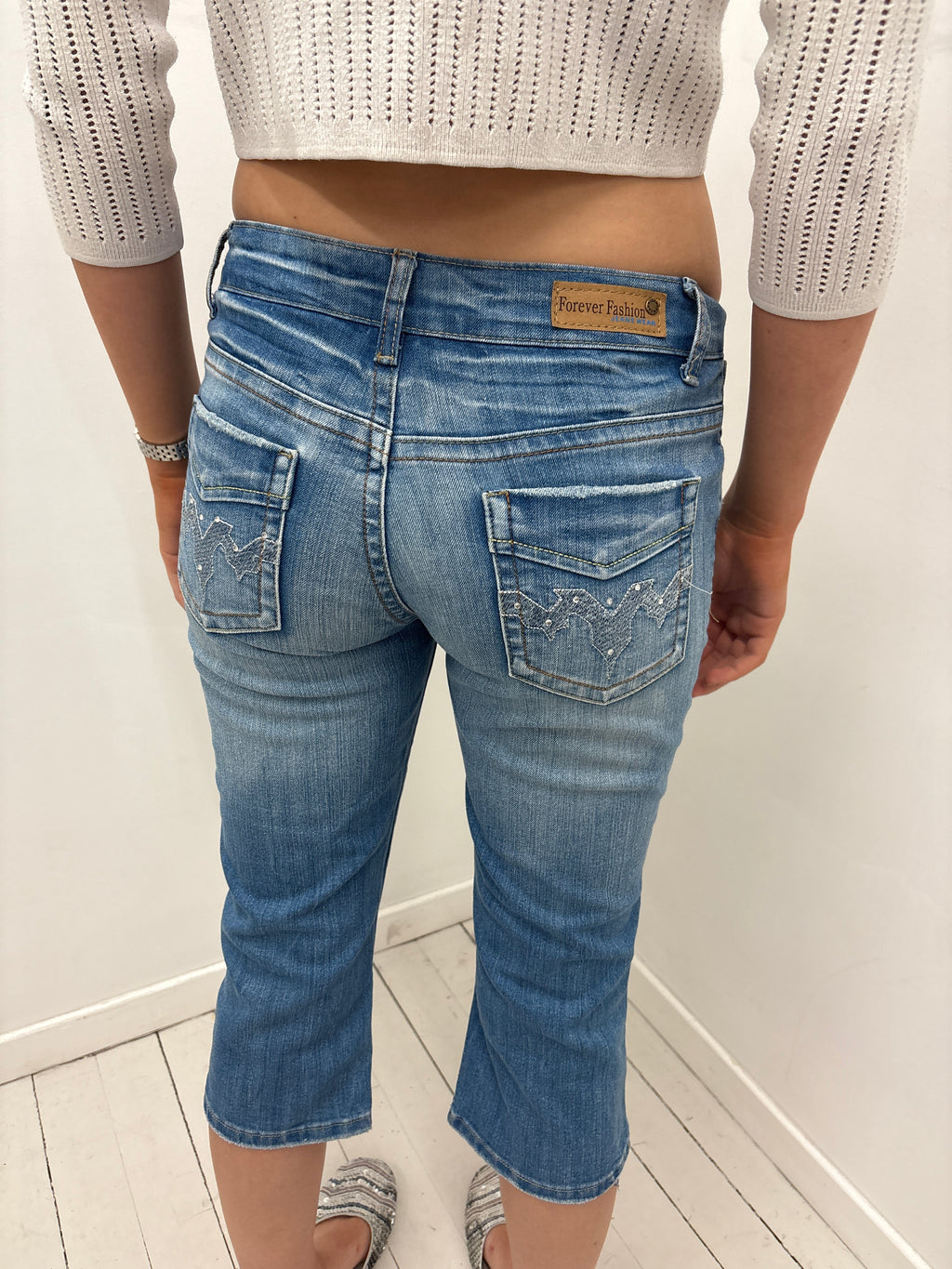 Forever Fashion Embellished Denim Capris
