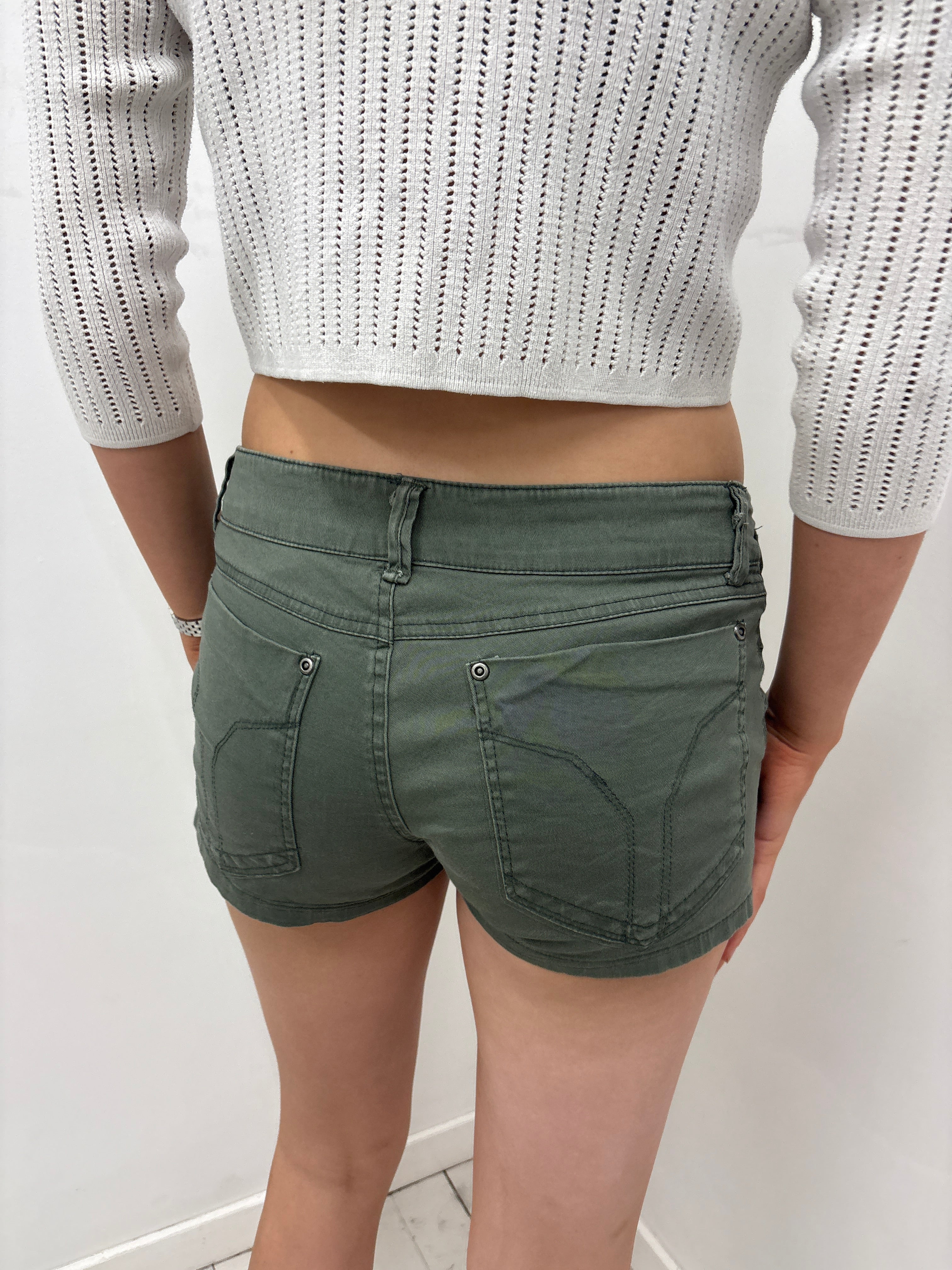 Olive Green Low-Rise Mini Shorts
