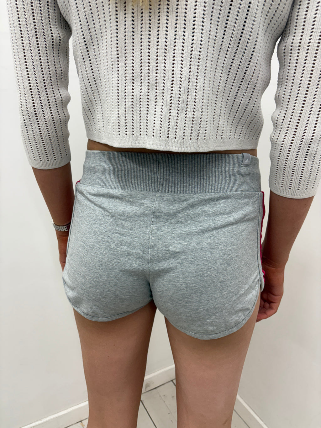 Adidas Grey Pink Stripe Sweat Shorts