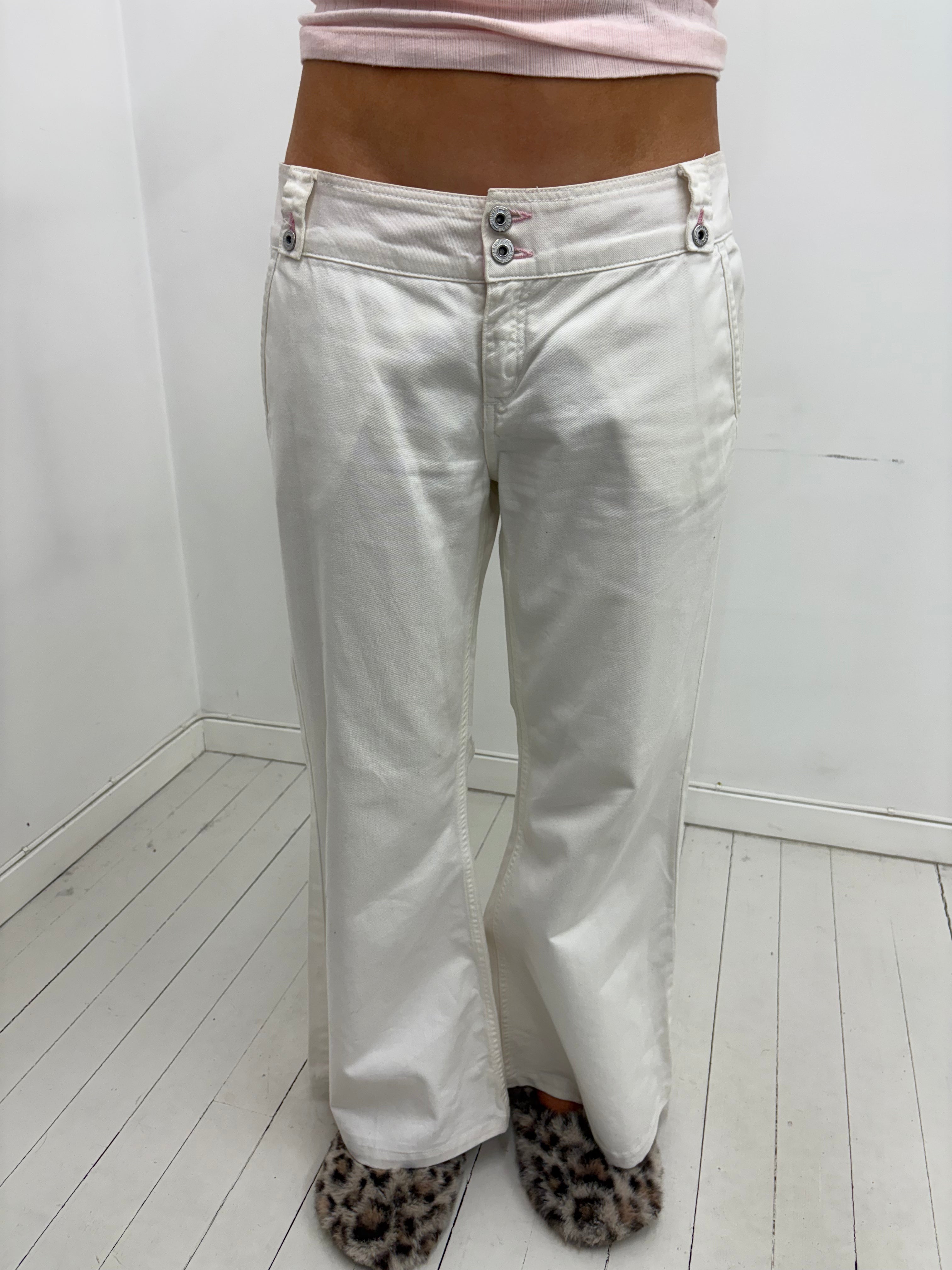 White Y2K flared jeans