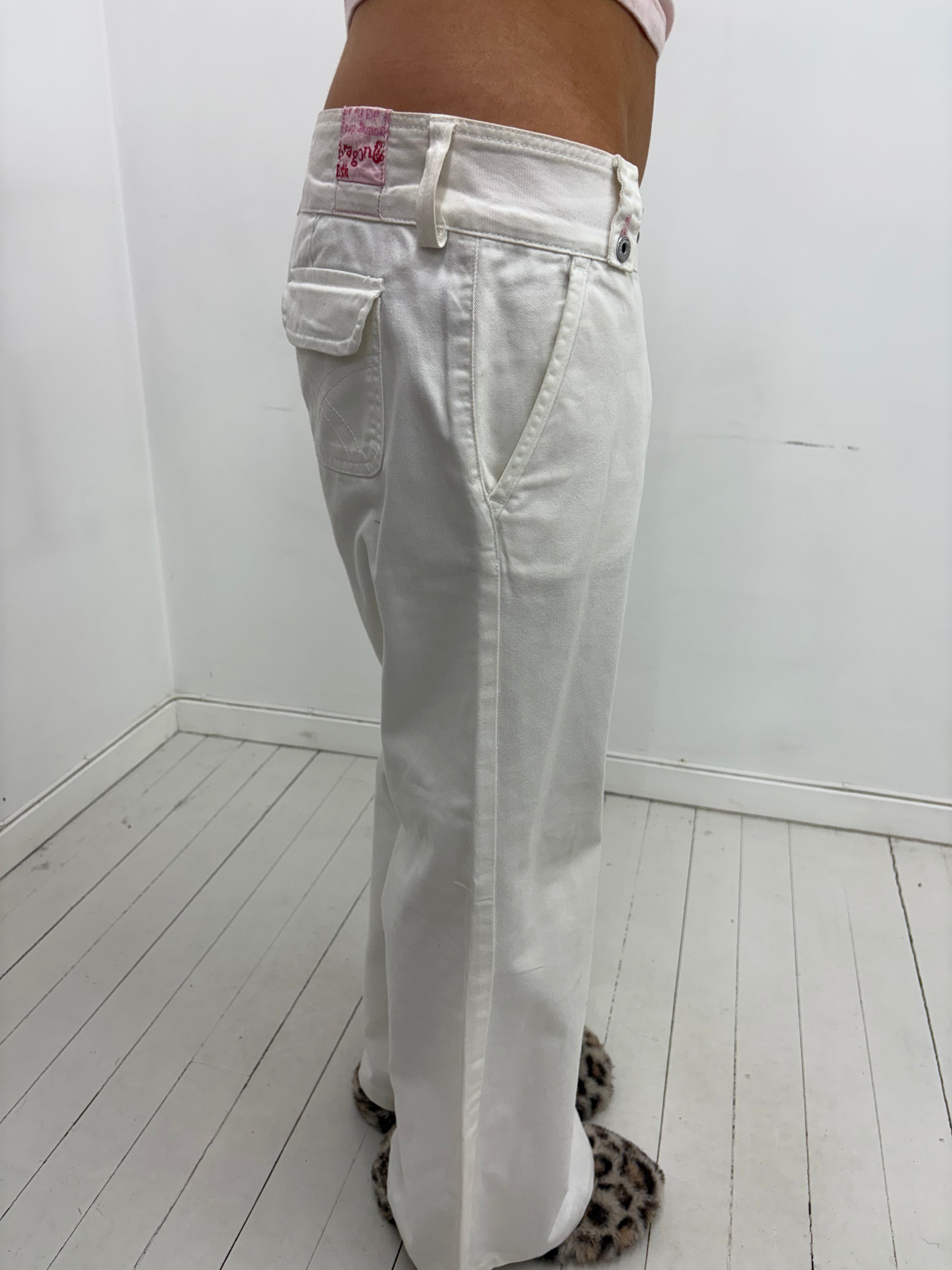 White Y2K flared jeans