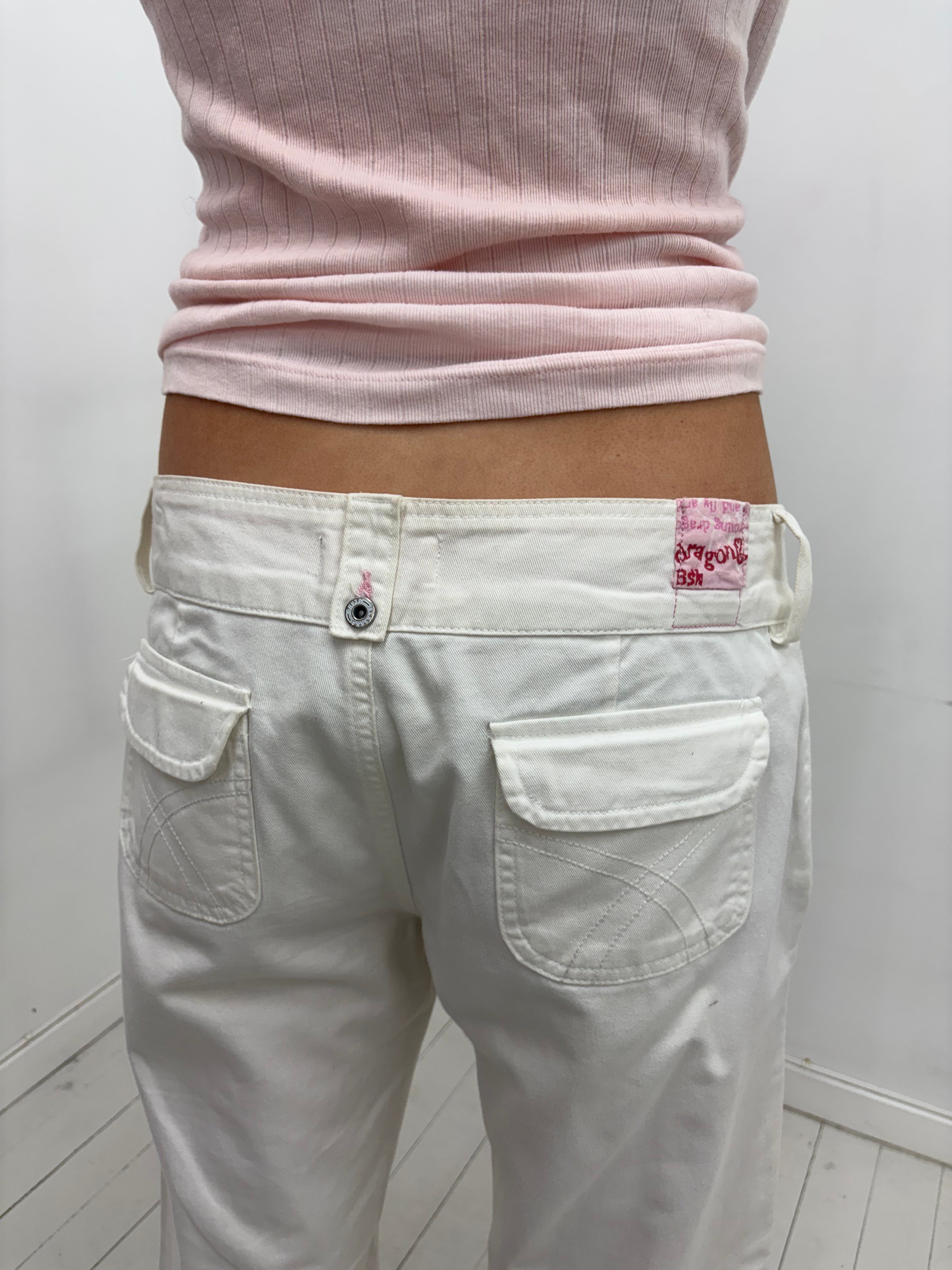 White Y2K flared jeans
