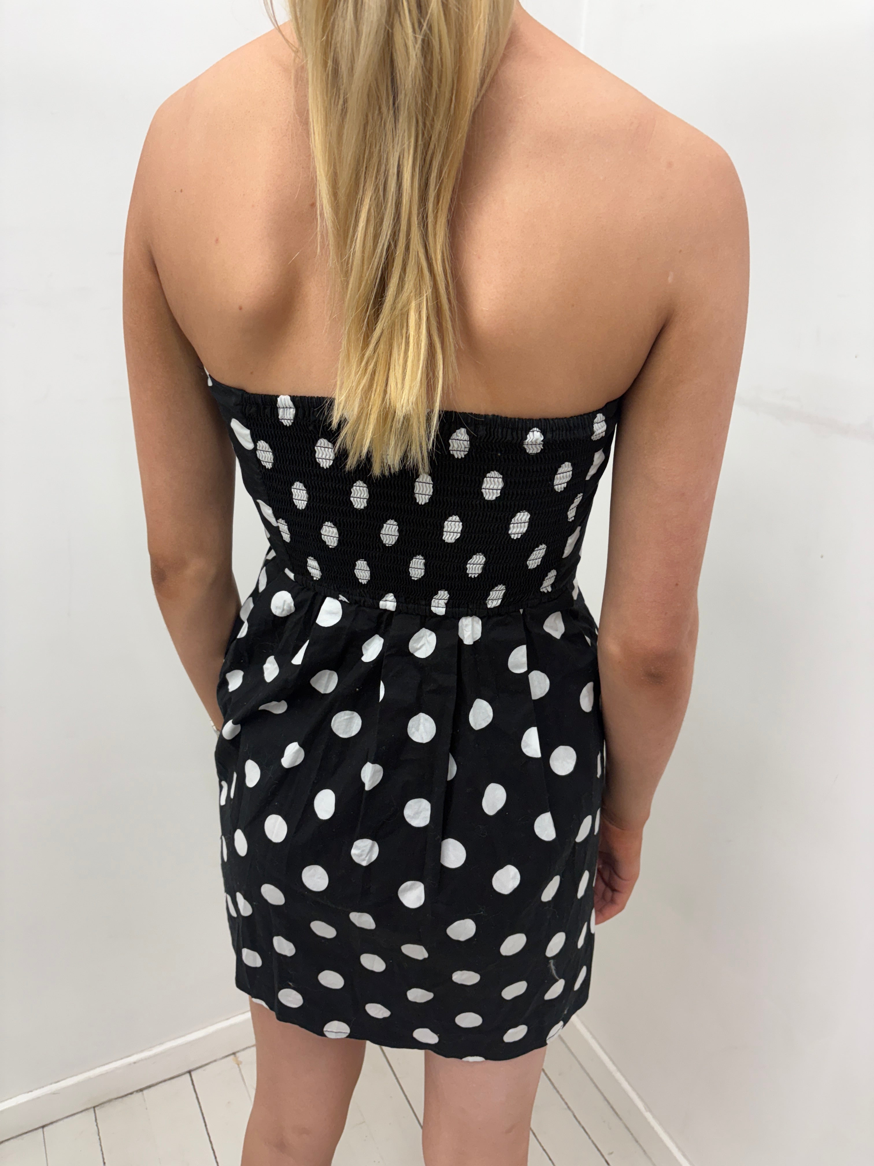 Black & White Polka Dot Bow Mini Dress