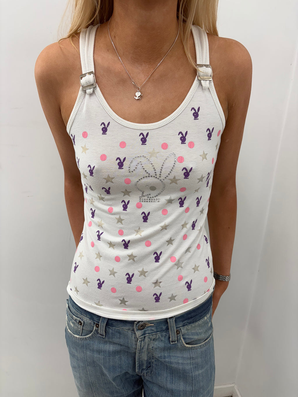 Playboy Bunny Print Buckle Strap Tan