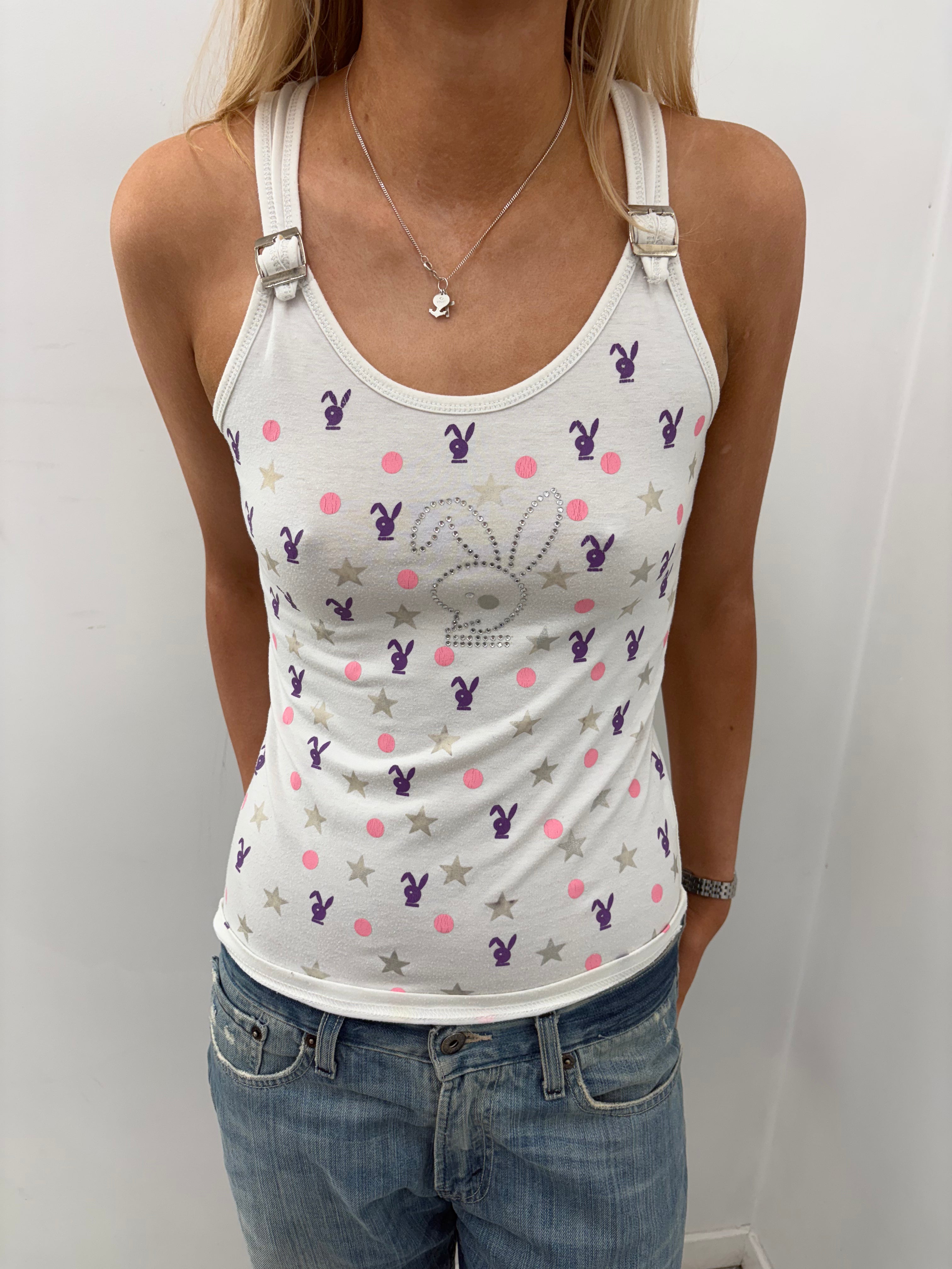 Playboy Bunny Print Buckle Strap Tan