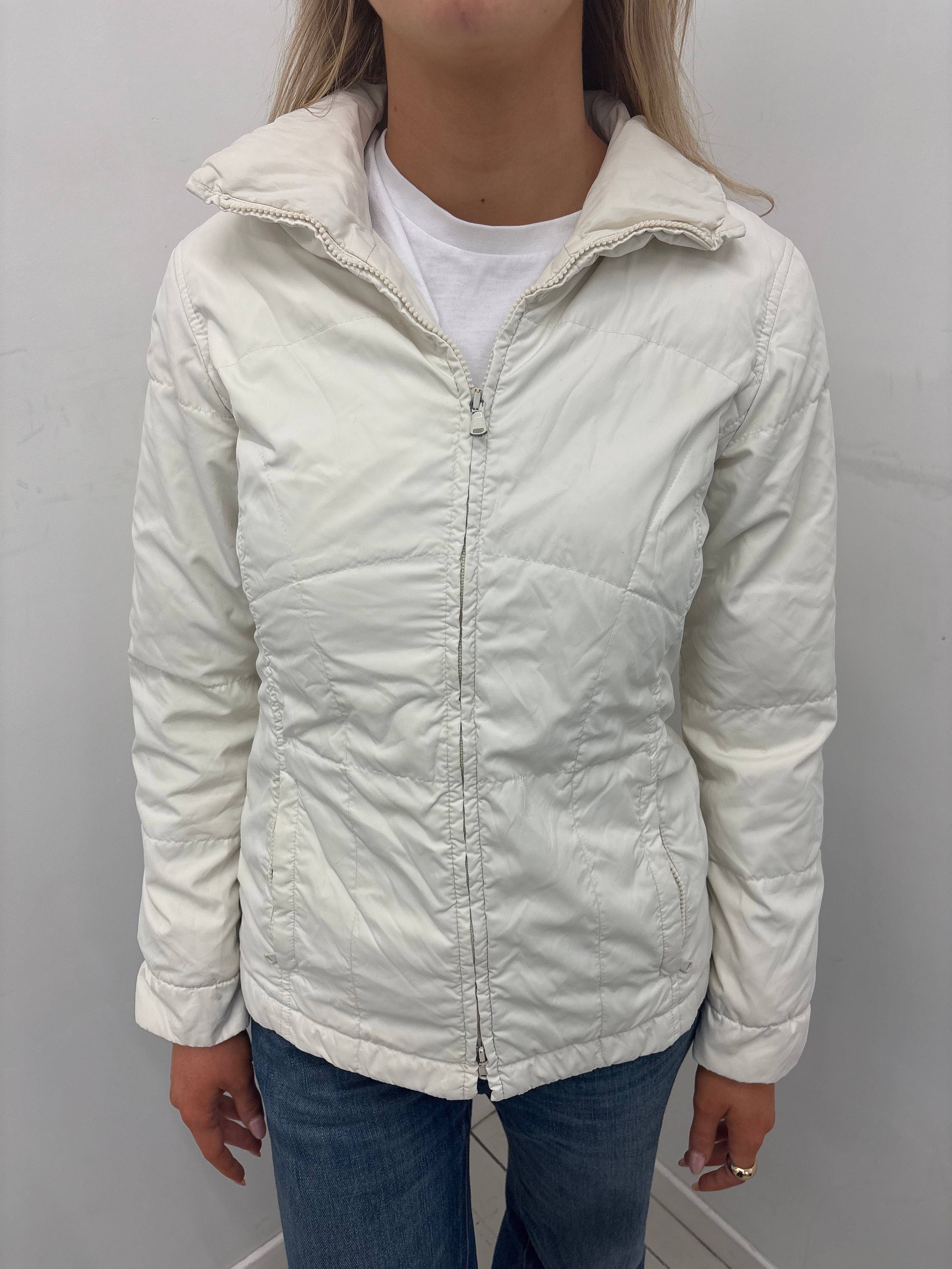 White Y2K Quilted Zip-Up Jacket