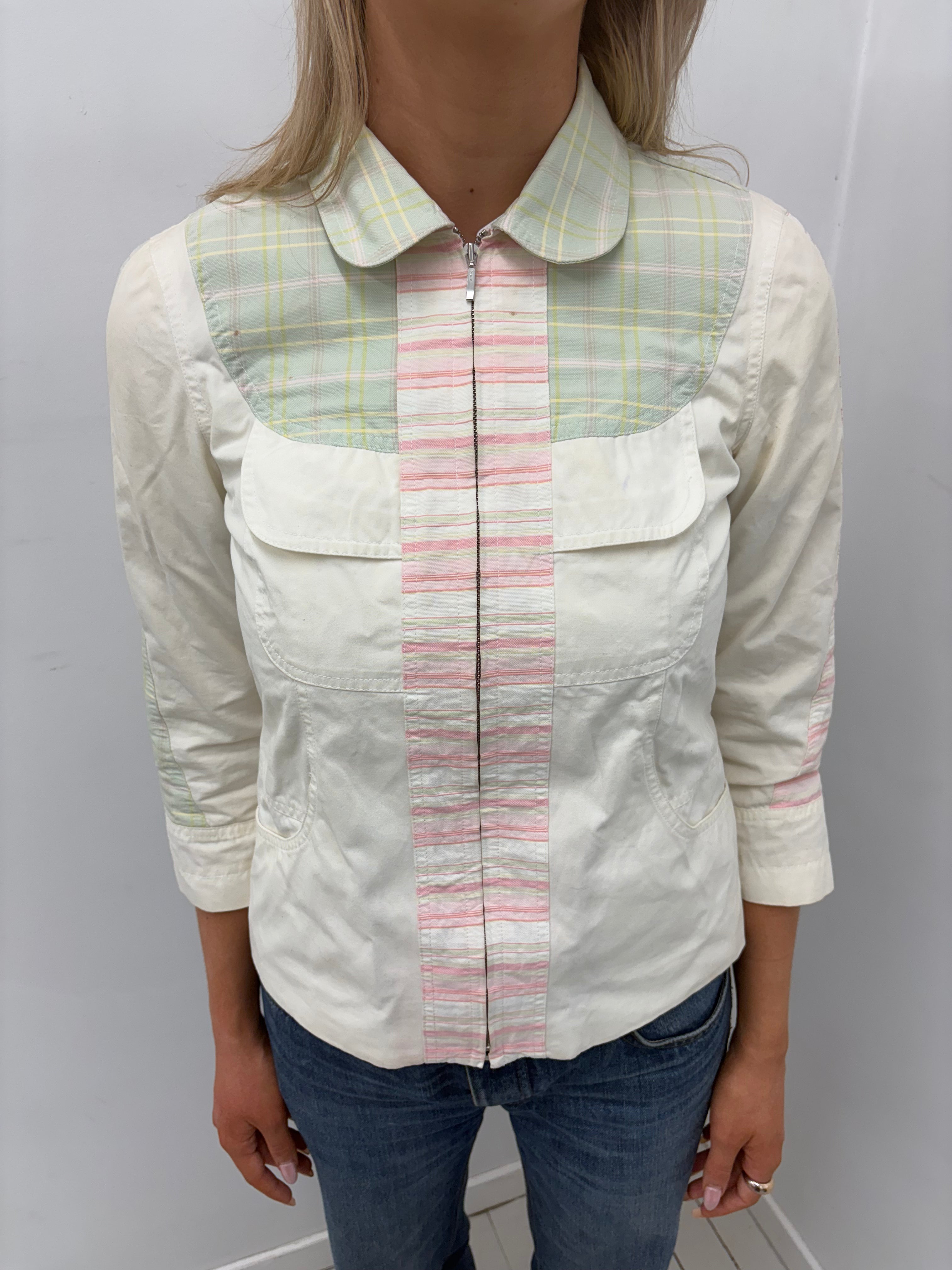 Y2K Patchwork Graphic Zip Jacket