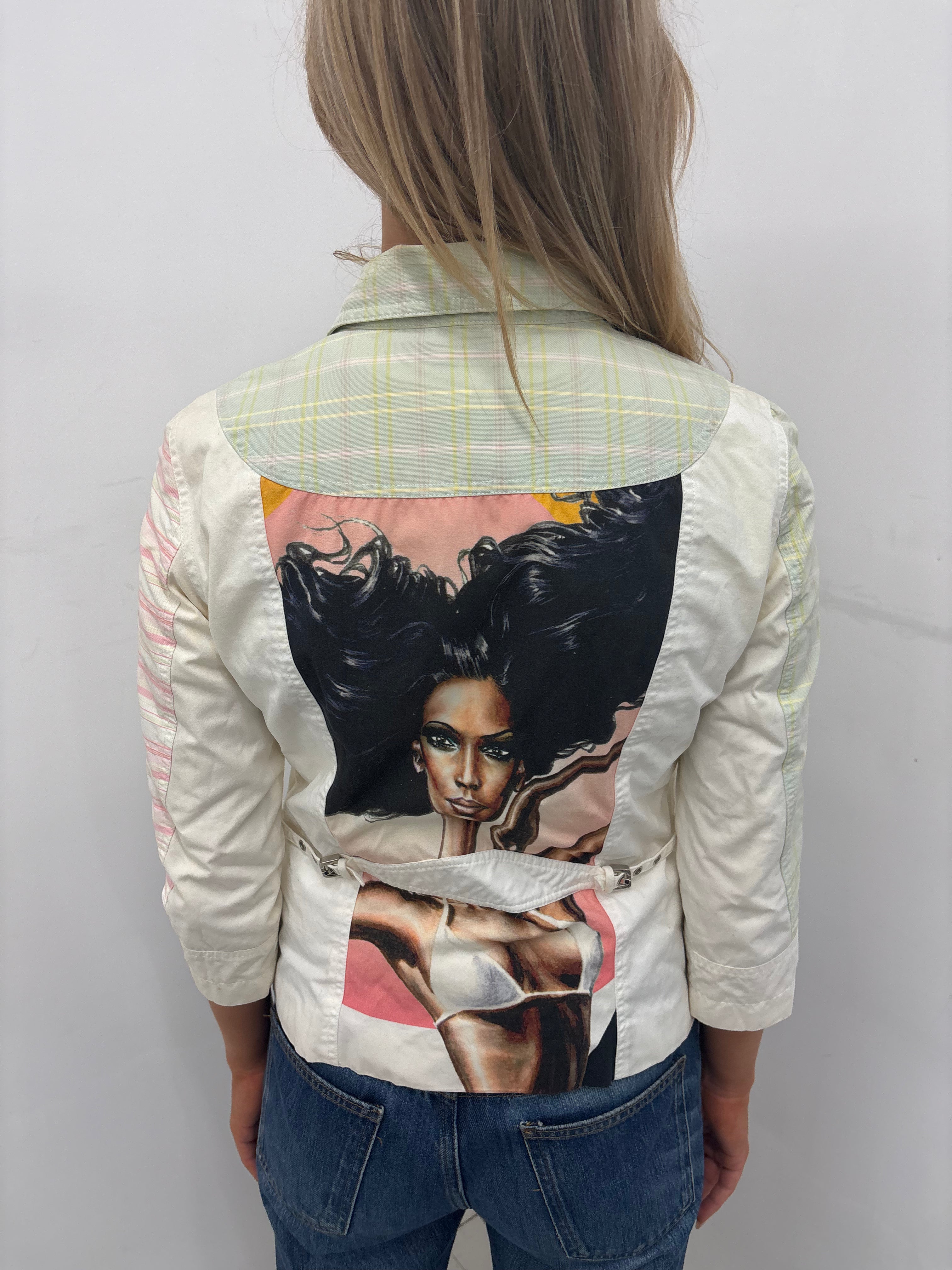 Y2K Patchwork Graphic Zip Jacket