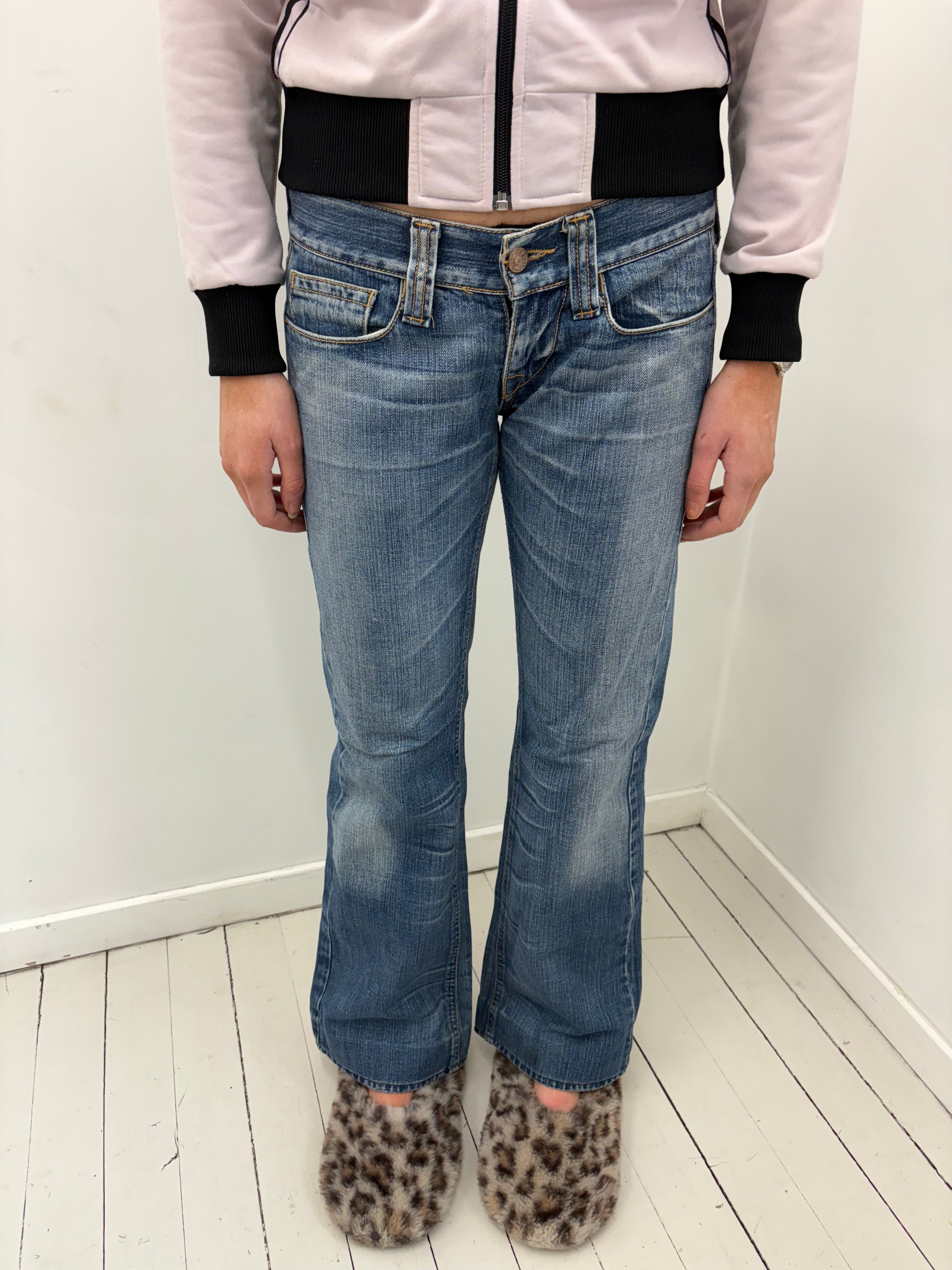 Mid Wash Low-Rise Bootcut Jeans Y2K