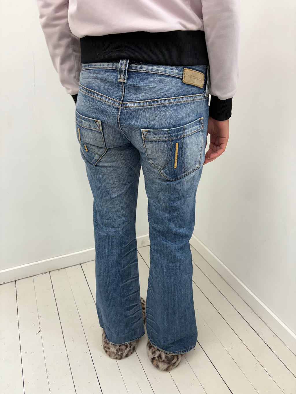 Mid Wash Low-Rise Bootcut Jeans Y2K