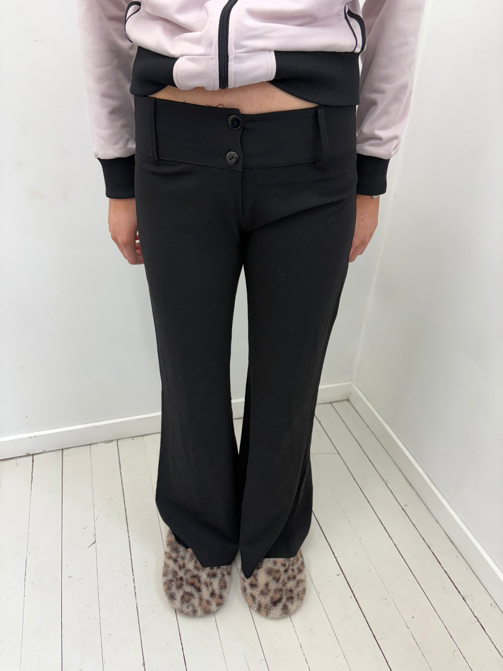 Black Low-Rise Flare Trousers Y2K