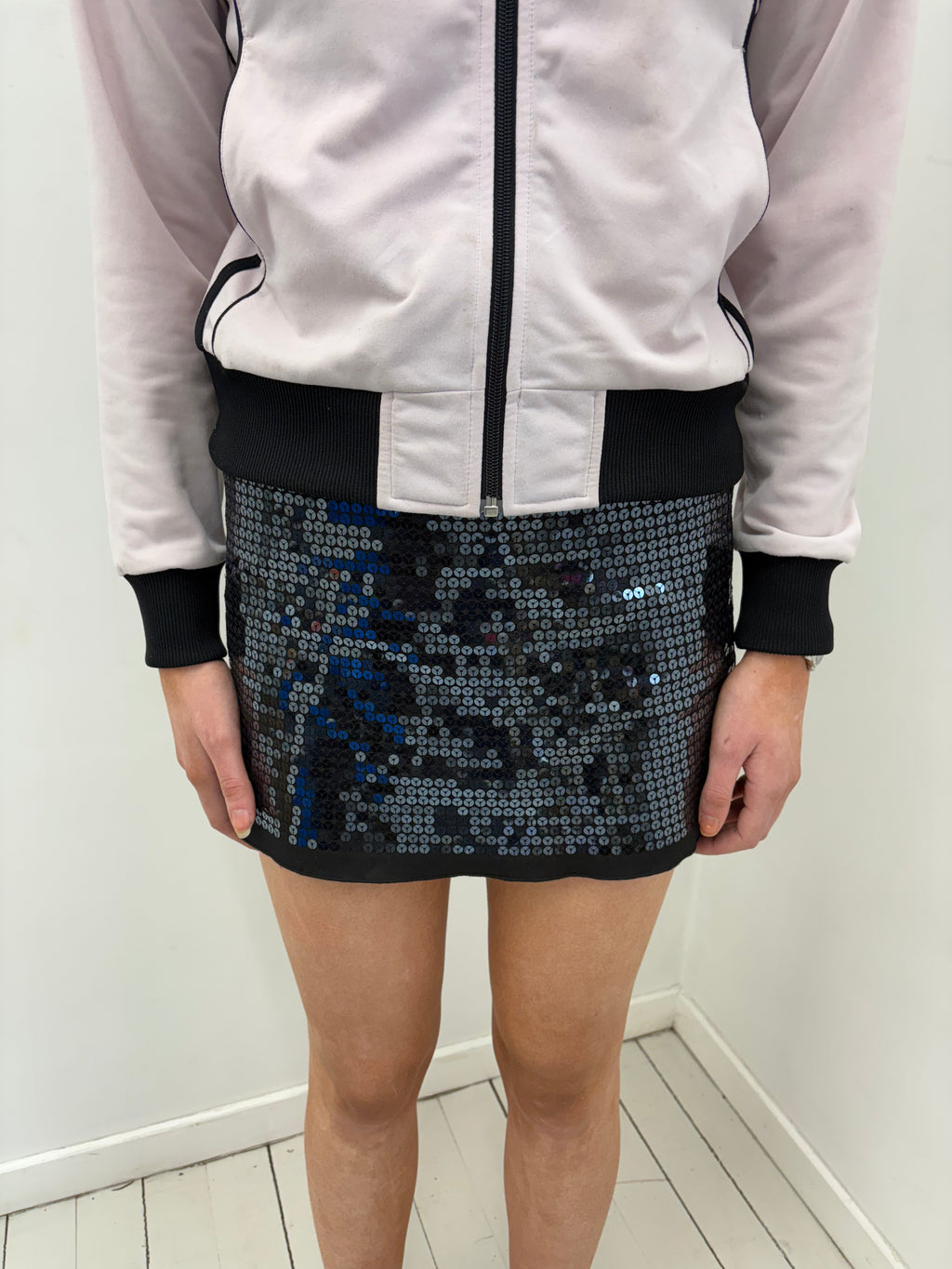 Black Sequin Mini Skirt