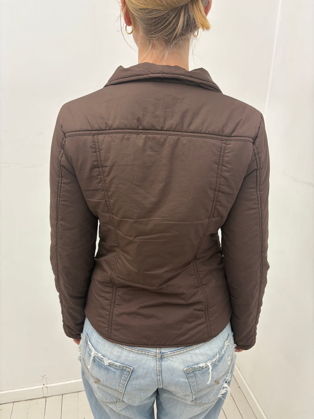 Y2K Brown Quilted Zip Jacket
