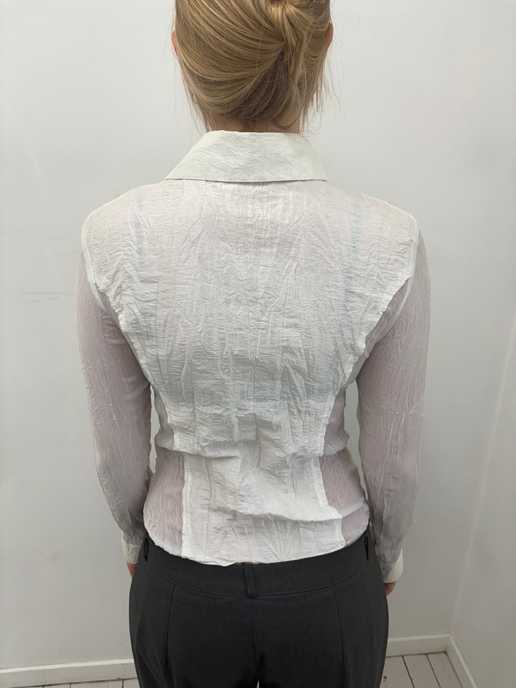 Y2K Sheer White Lace Ruffle Blouse