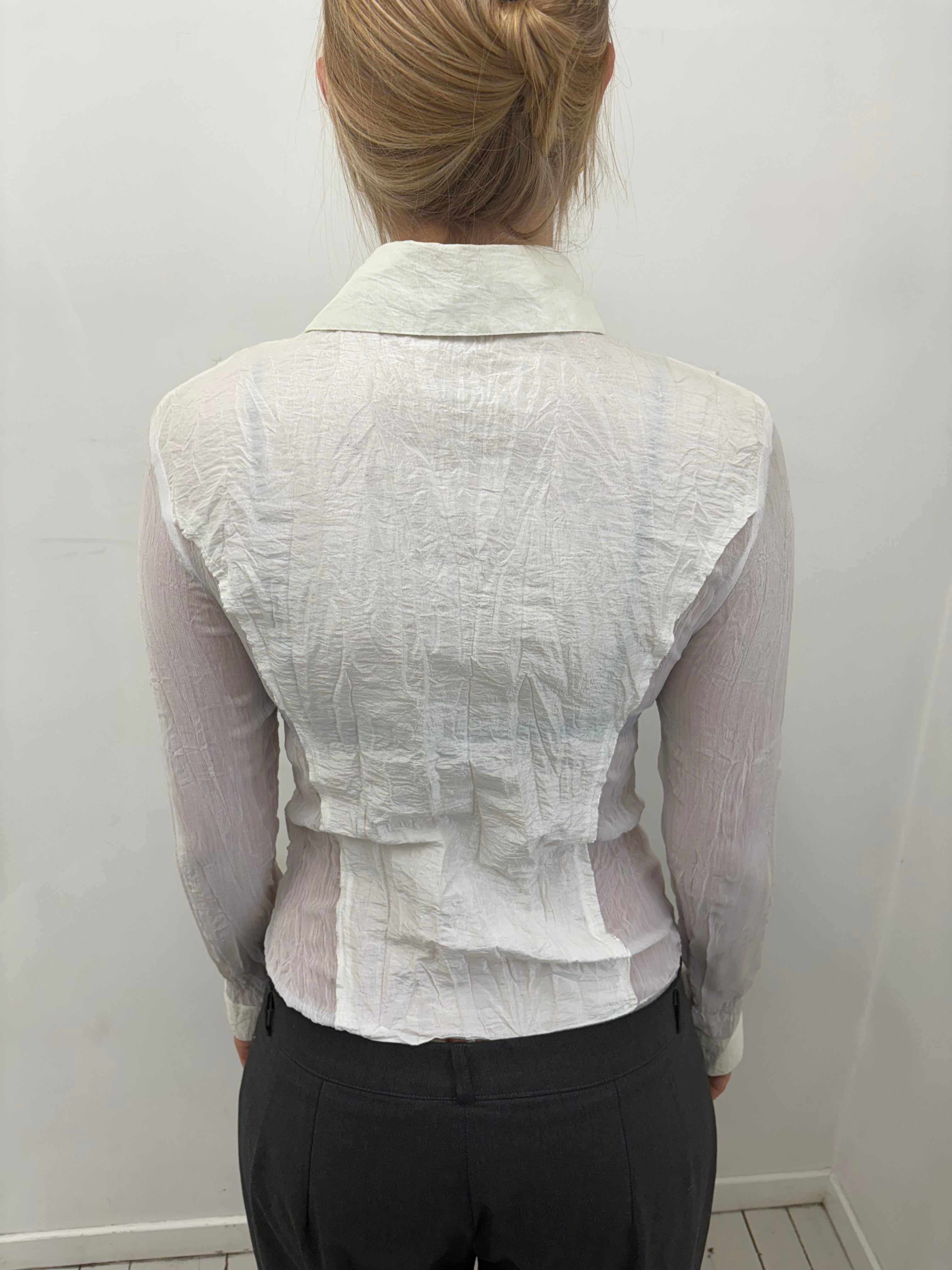 Y2K Sheer White Lace Ruffle Blouse