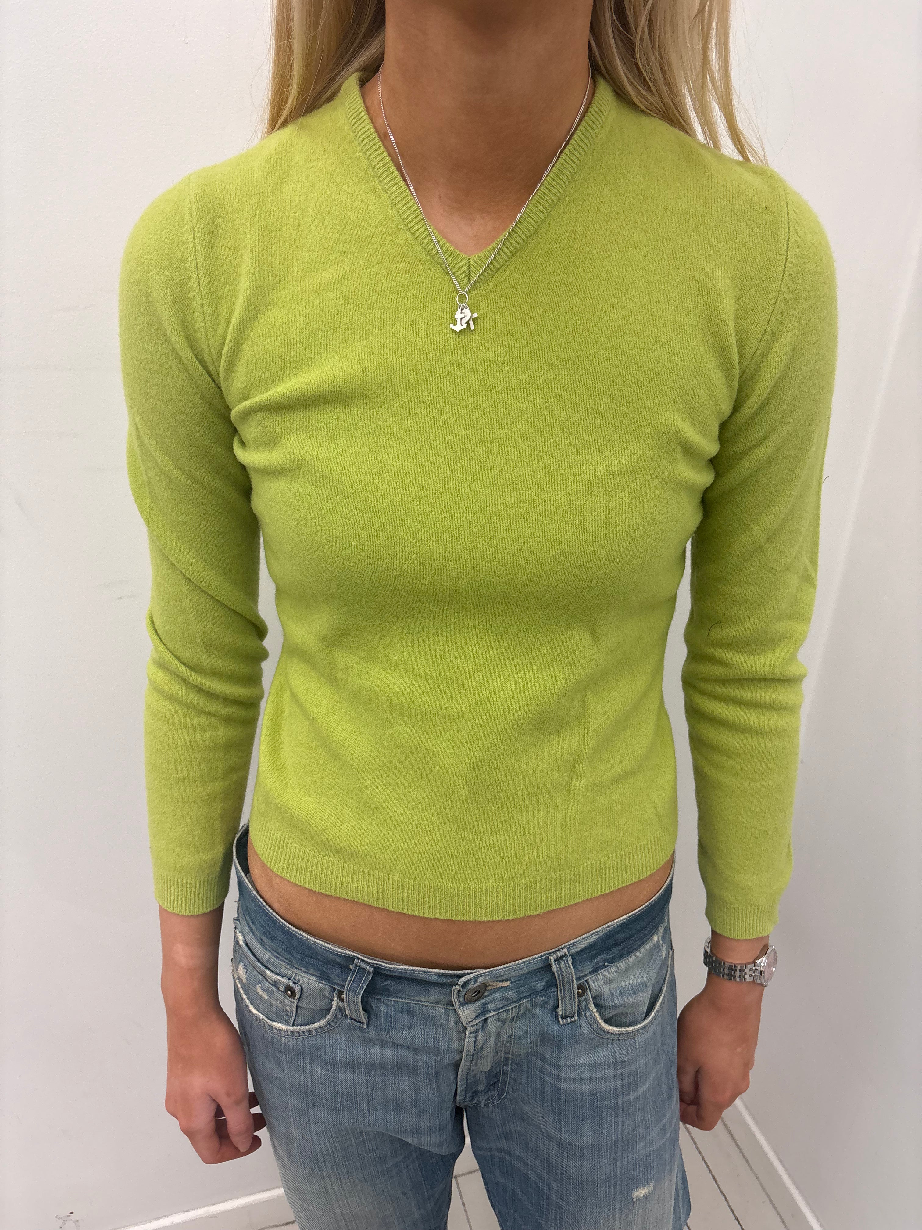 Y2K Lime Green Fitted Knit Sweater