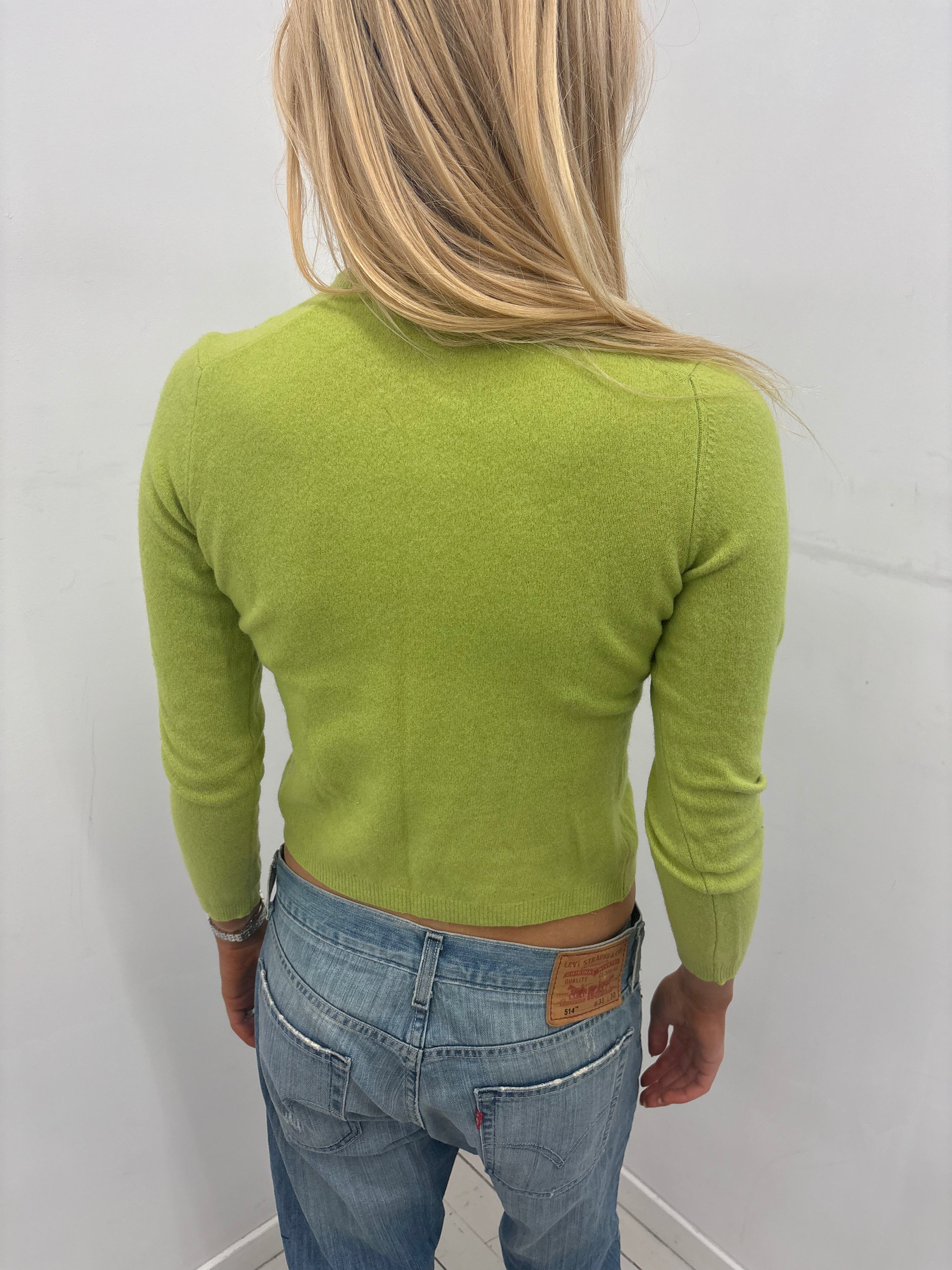 Y2K Lime Green Fitted Knit Sweater