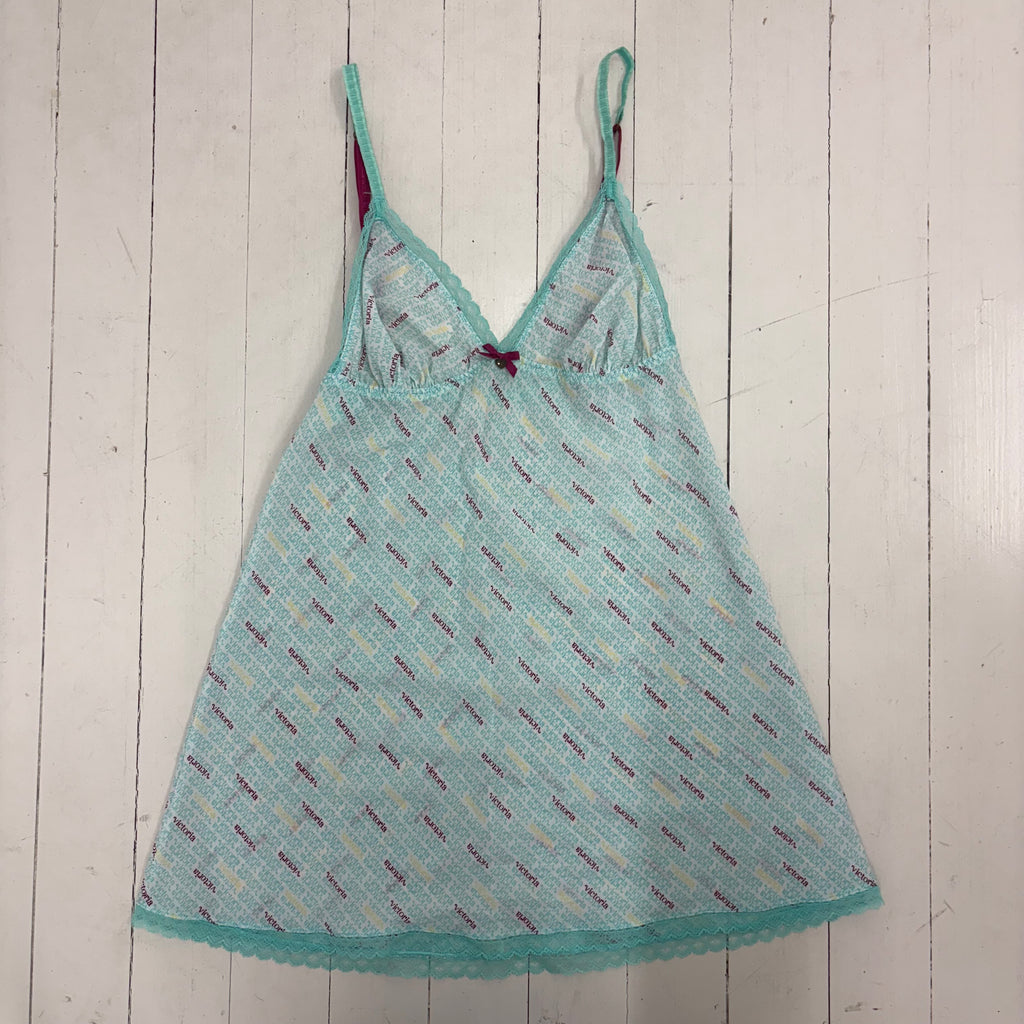 Victoria's Secret Logo Slip Dress/long camisole with Lace Trim