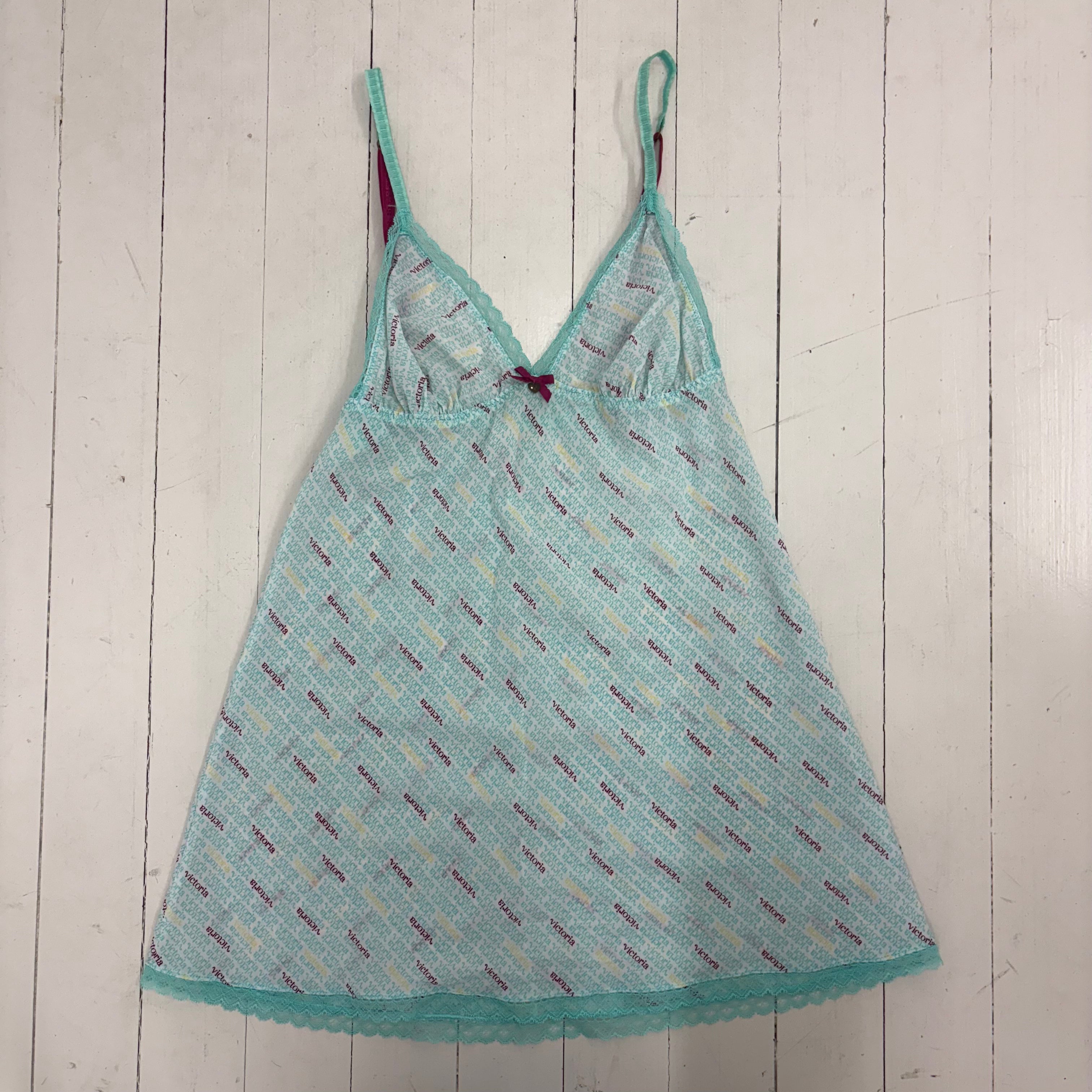 Victoria's Secret Logo Slip Dress/long camisole with Lace Trim