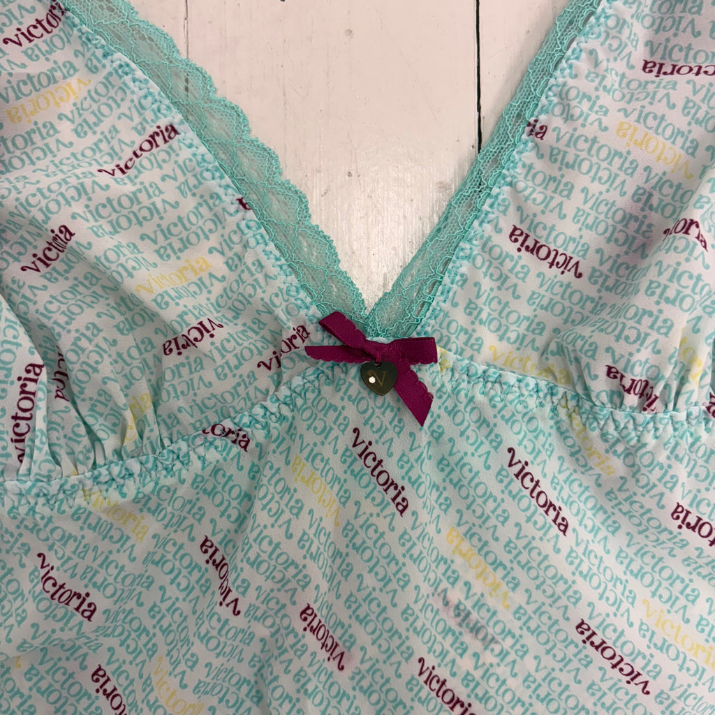 Victoria's Secret Logo Slip Dress/long camisole with Lace Trim