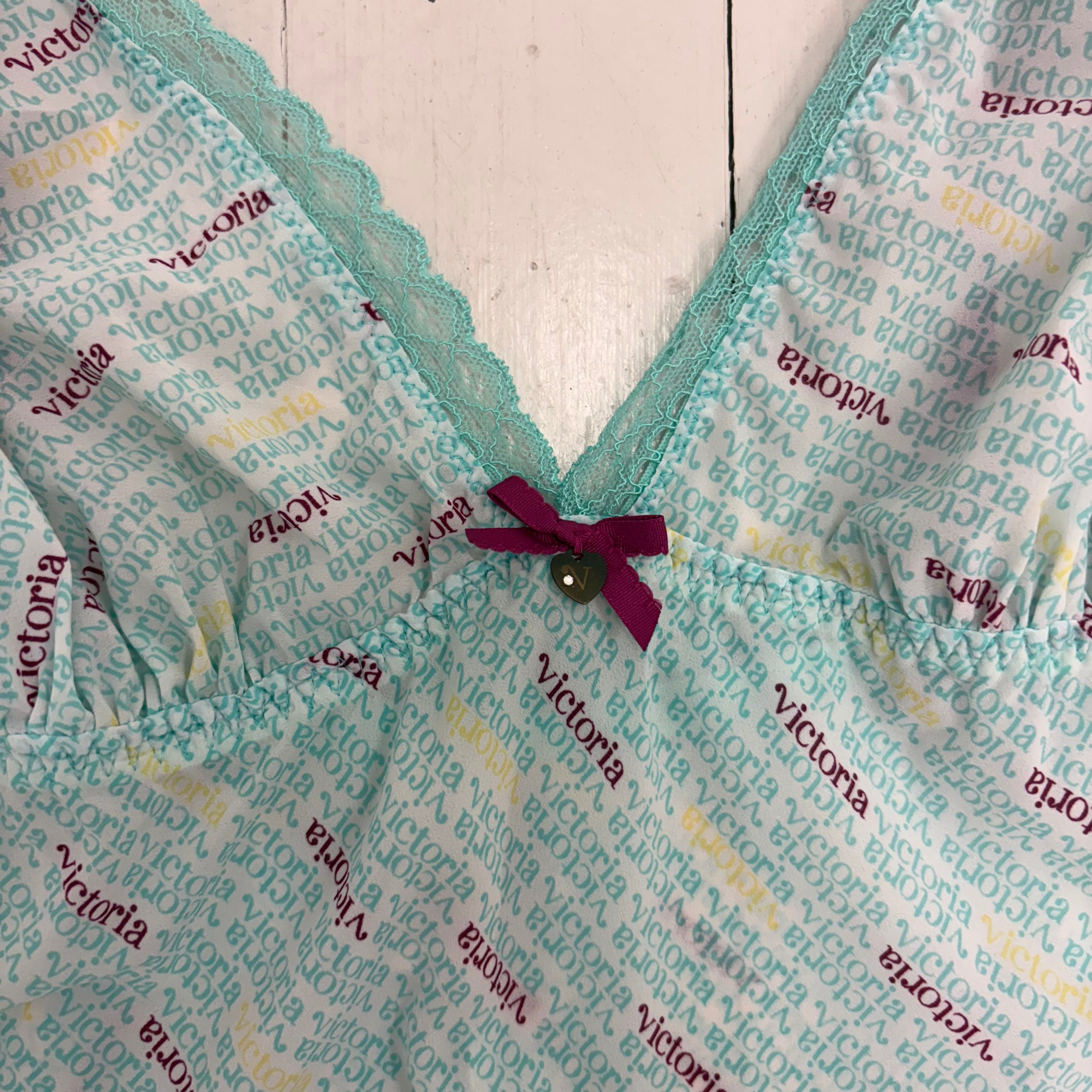 Victoria's Secret Logo Slip Dress/long camisole with Lace Trim