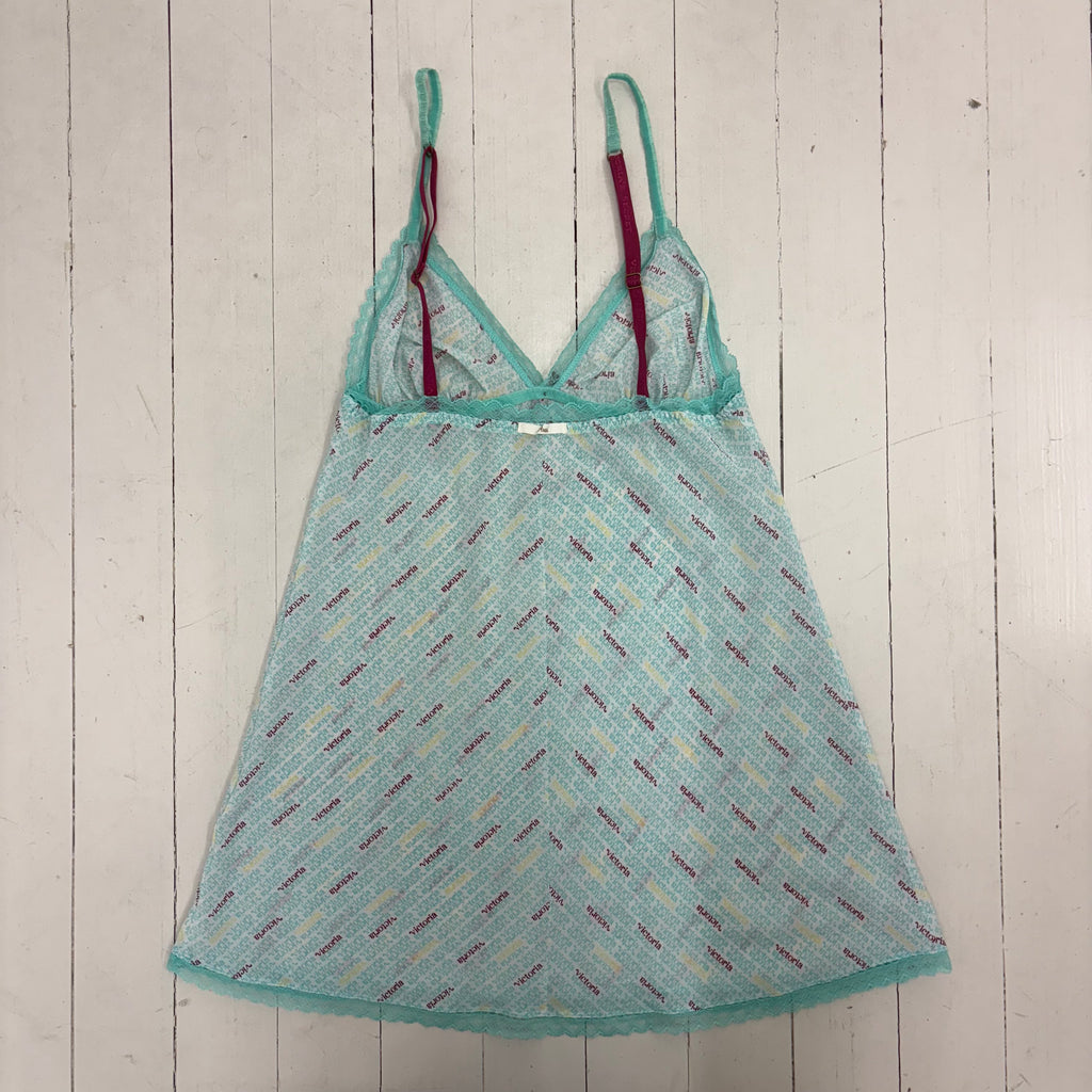 Victoria's Secret Logo Slip Dress/long camisole with Lace Trim