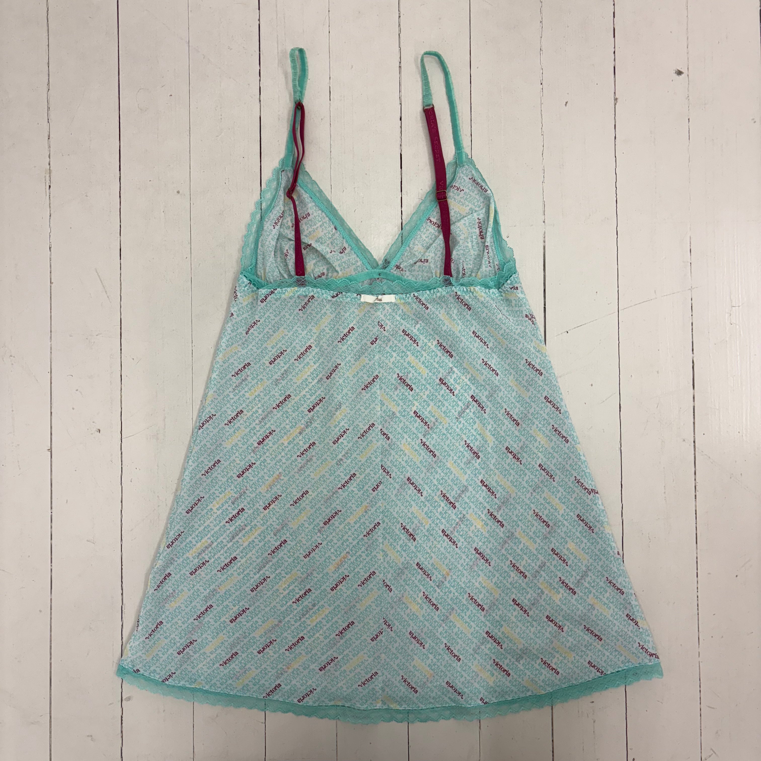 Victoria's Secret Logo Slip Dress/long camisole with Lace Trim