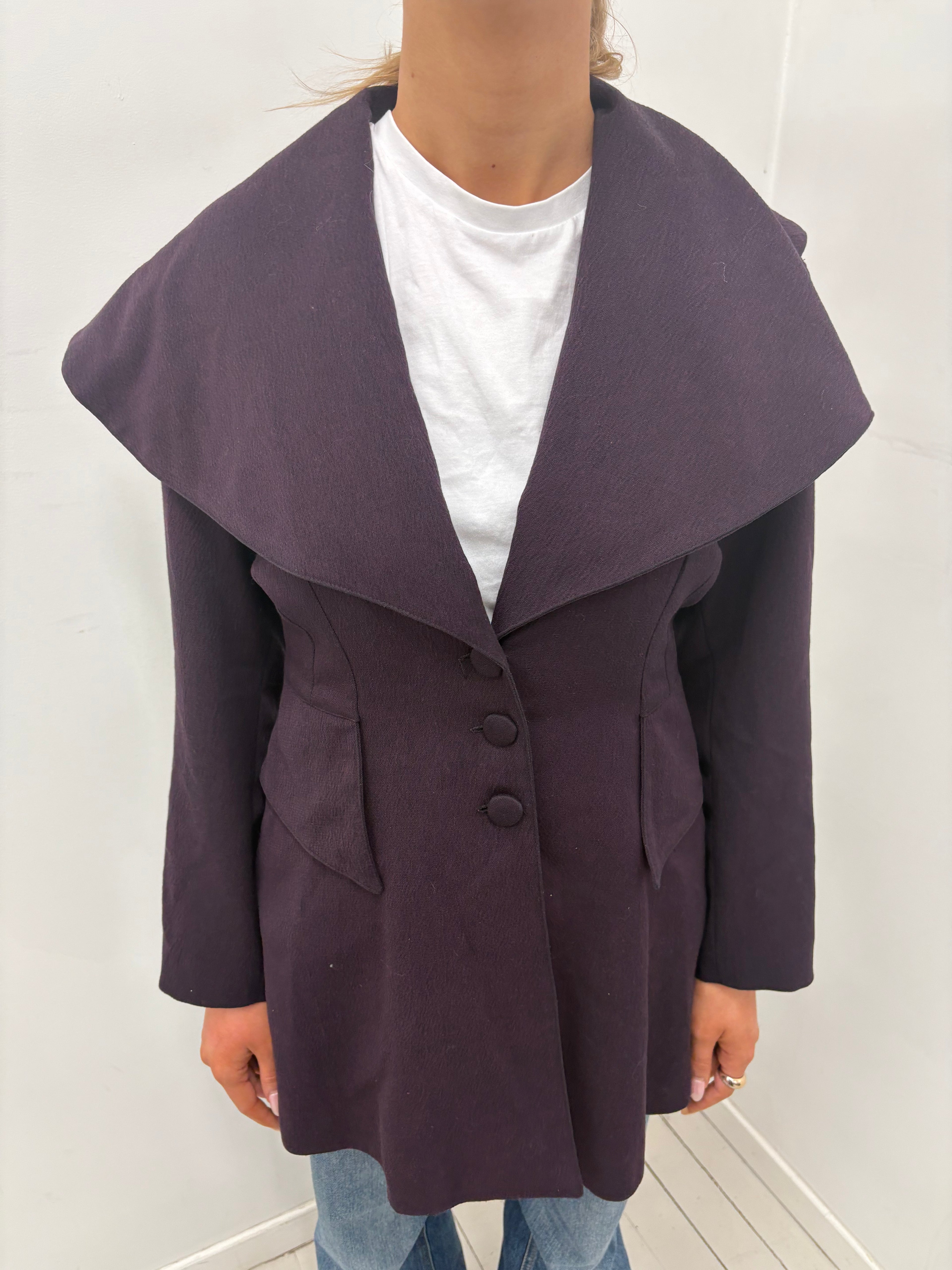 Plum Y2K Statement Collar Coat