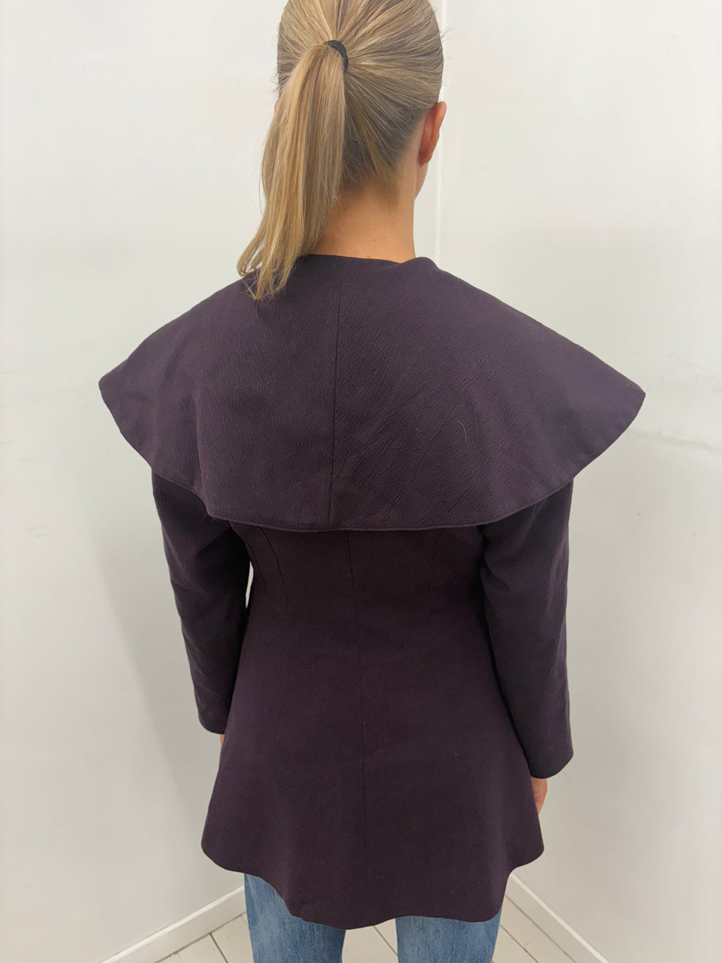 Plum Y2K Statement Collar Coat