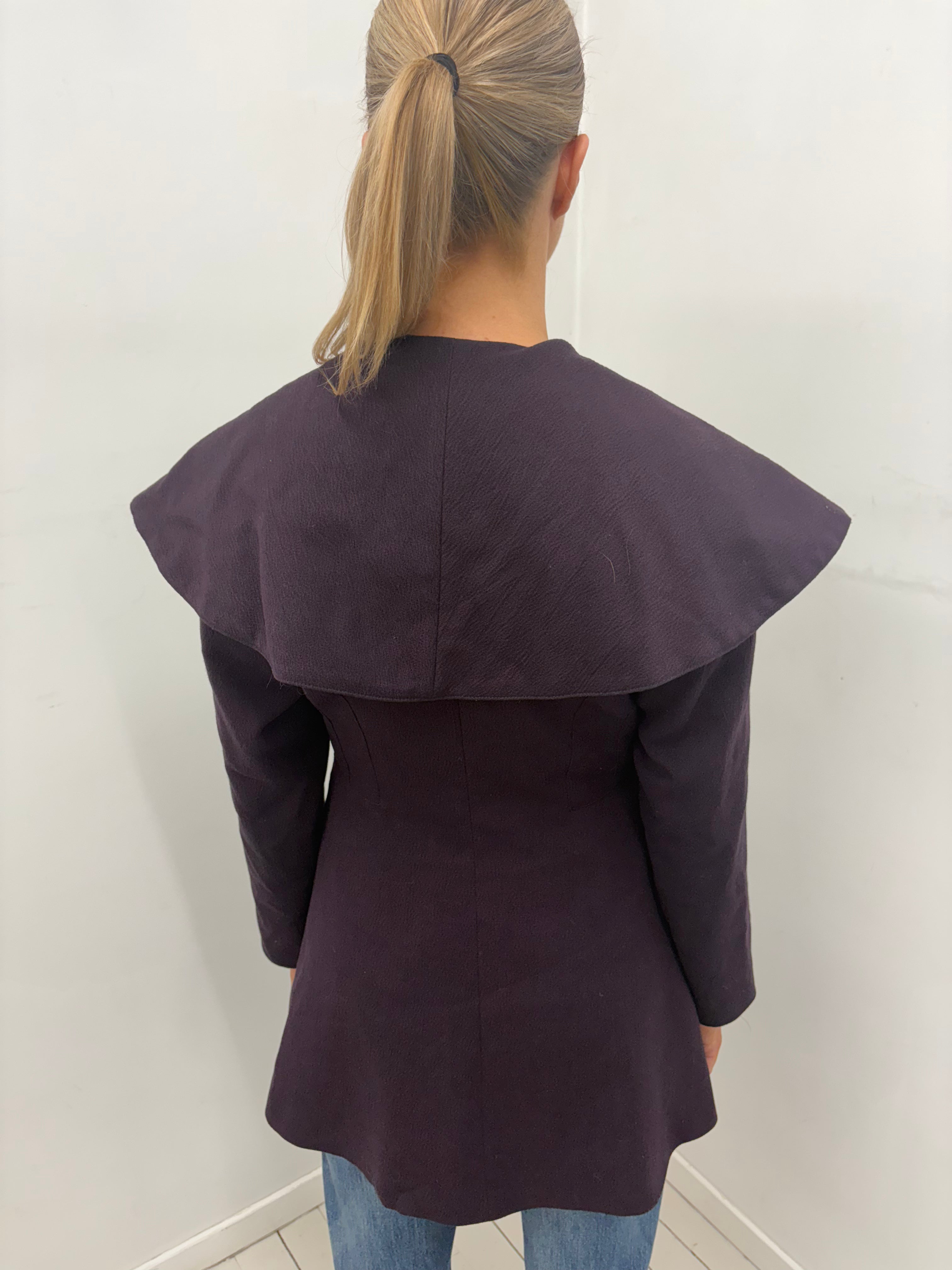 Plum Y2K Statement Collar Coat