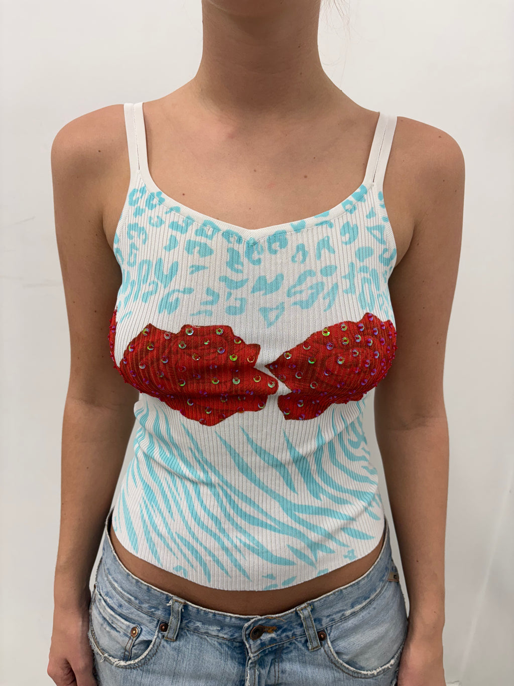 Y2K Beaded Lips Graphic Camisole