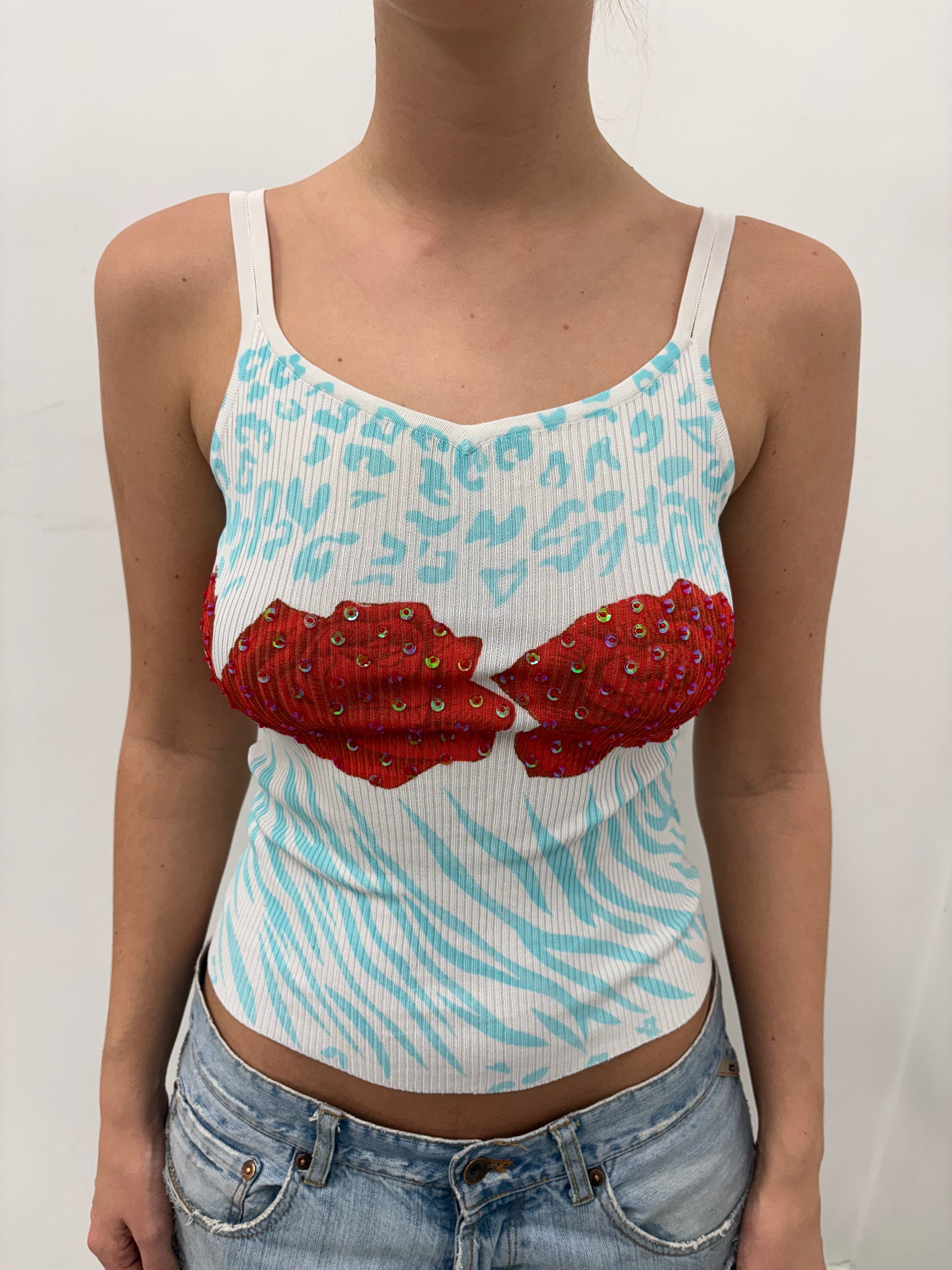 Y2K Beaded Lips Graphic Camisole