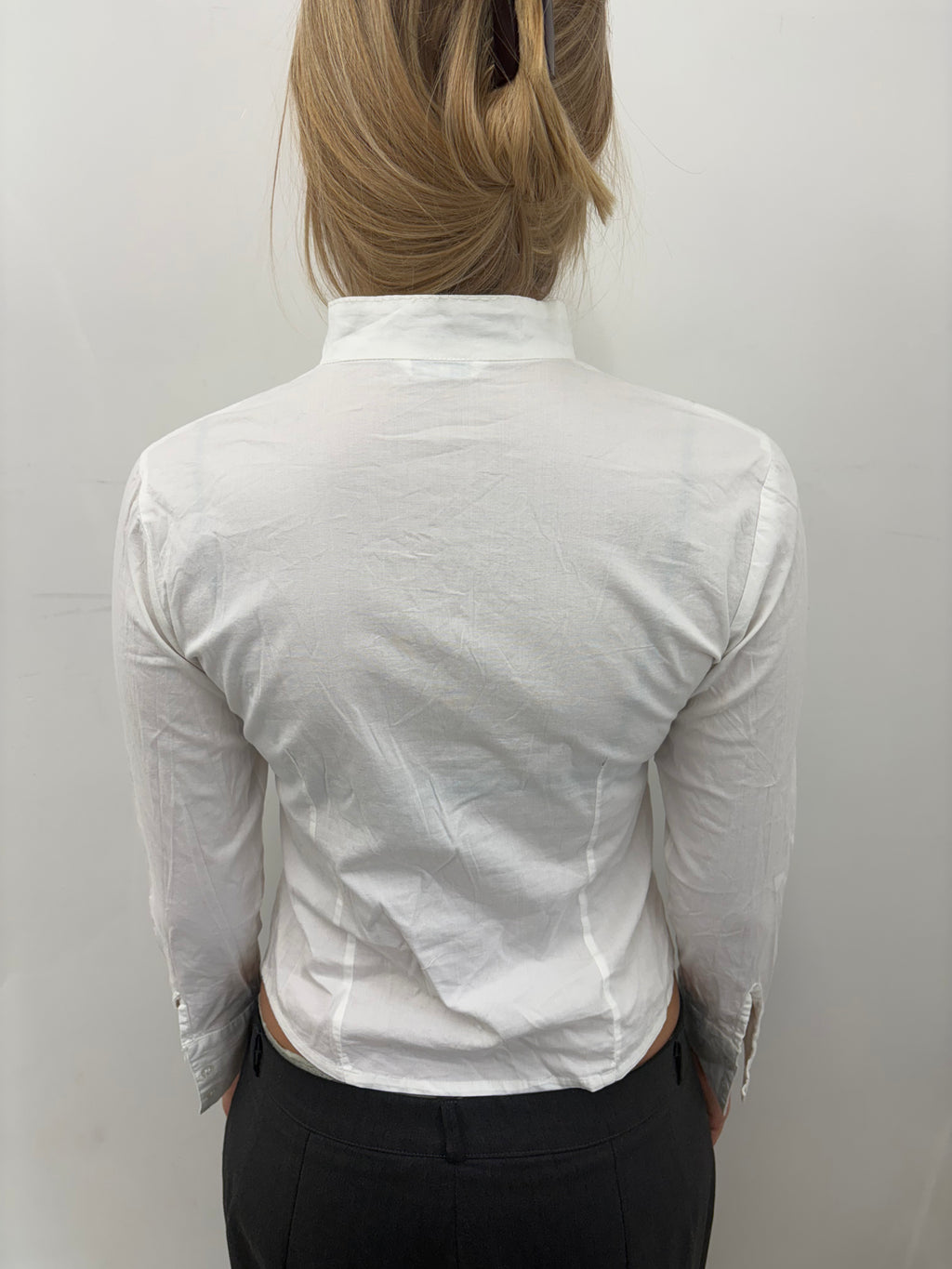 Y2K White Fitted Button-Up Blouse