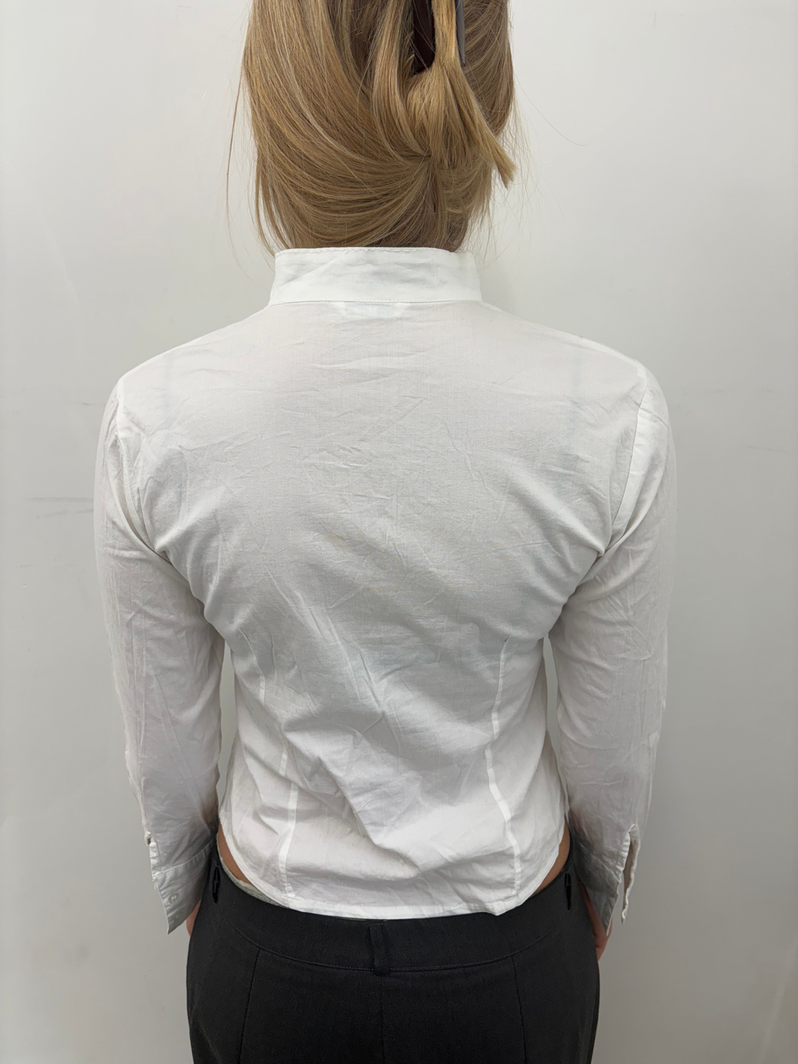 Y2K White Fitted Button-Up Blouse