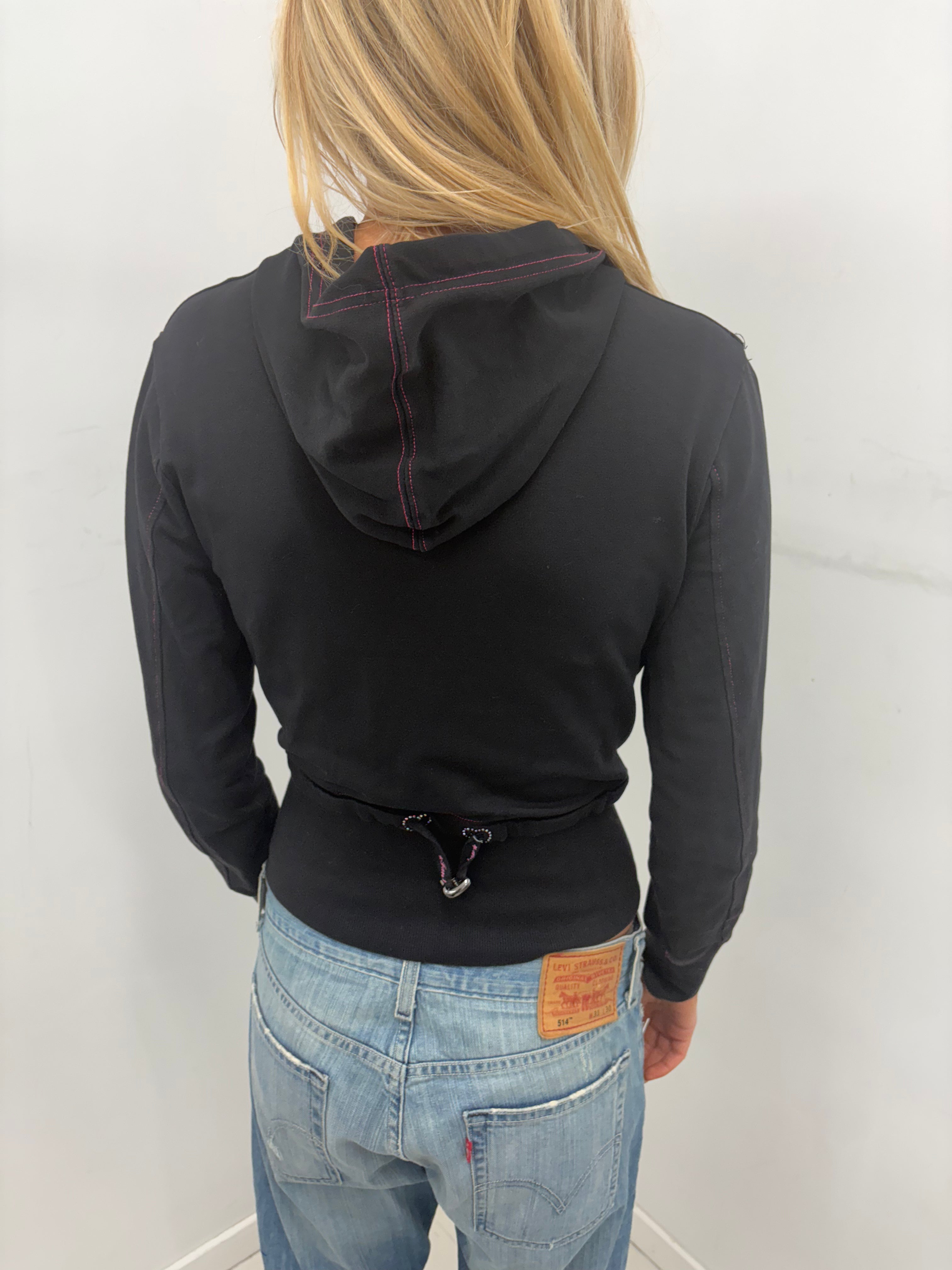 Y2K Black Cropped Zip Hoodie