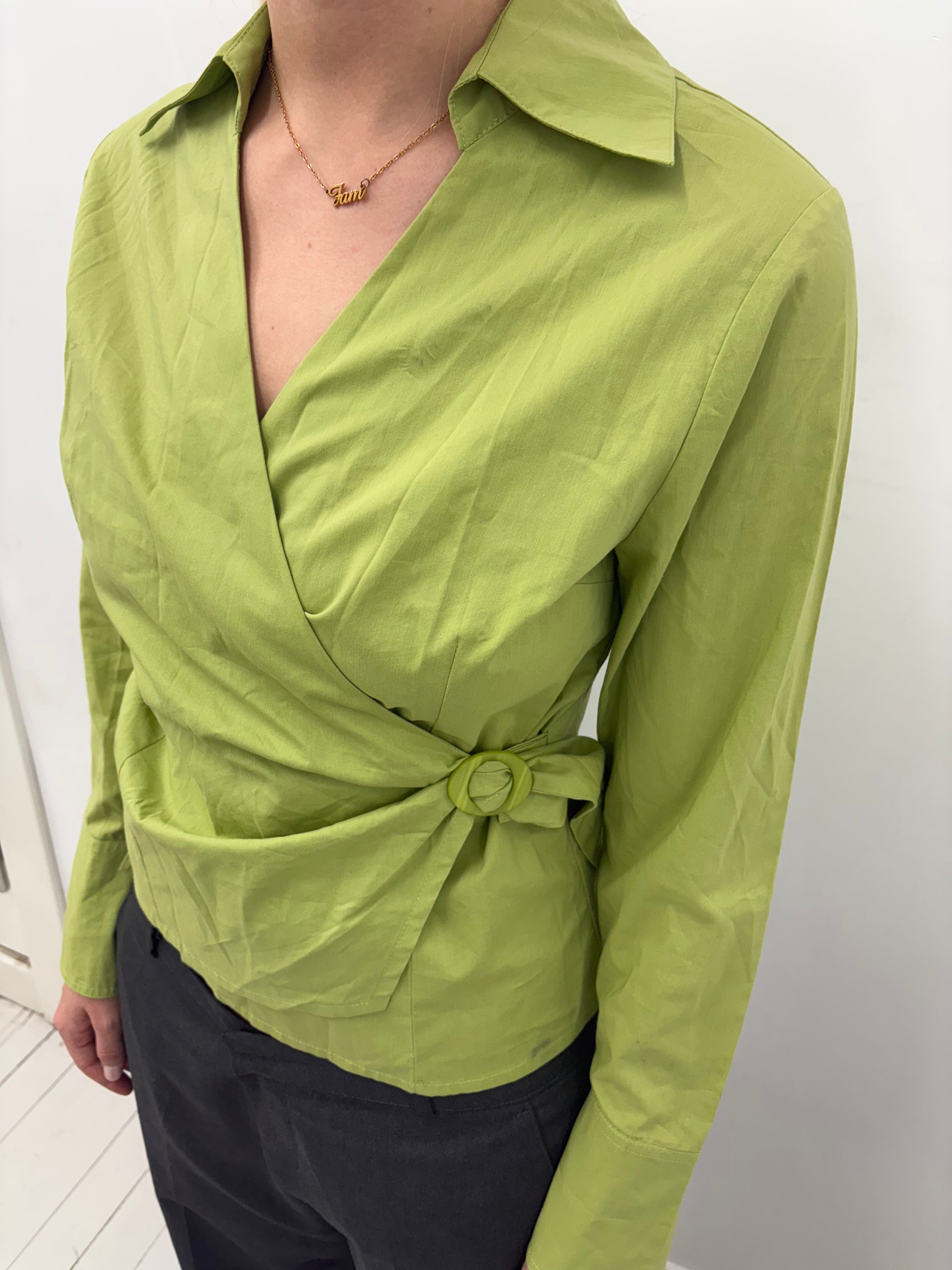 Lime Green Wrap Blouse