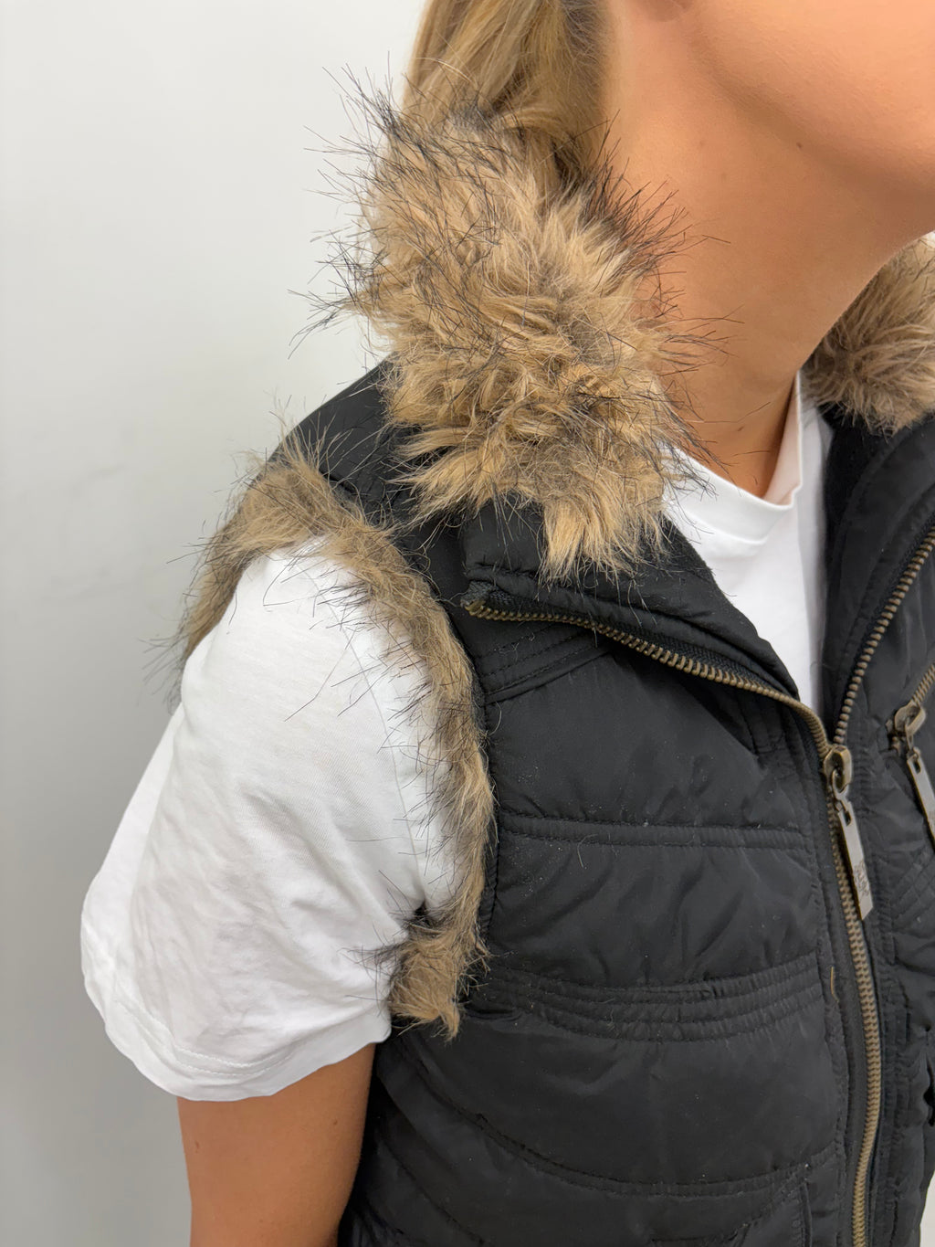 Faux Fur Trim Y2K Puffer Vest