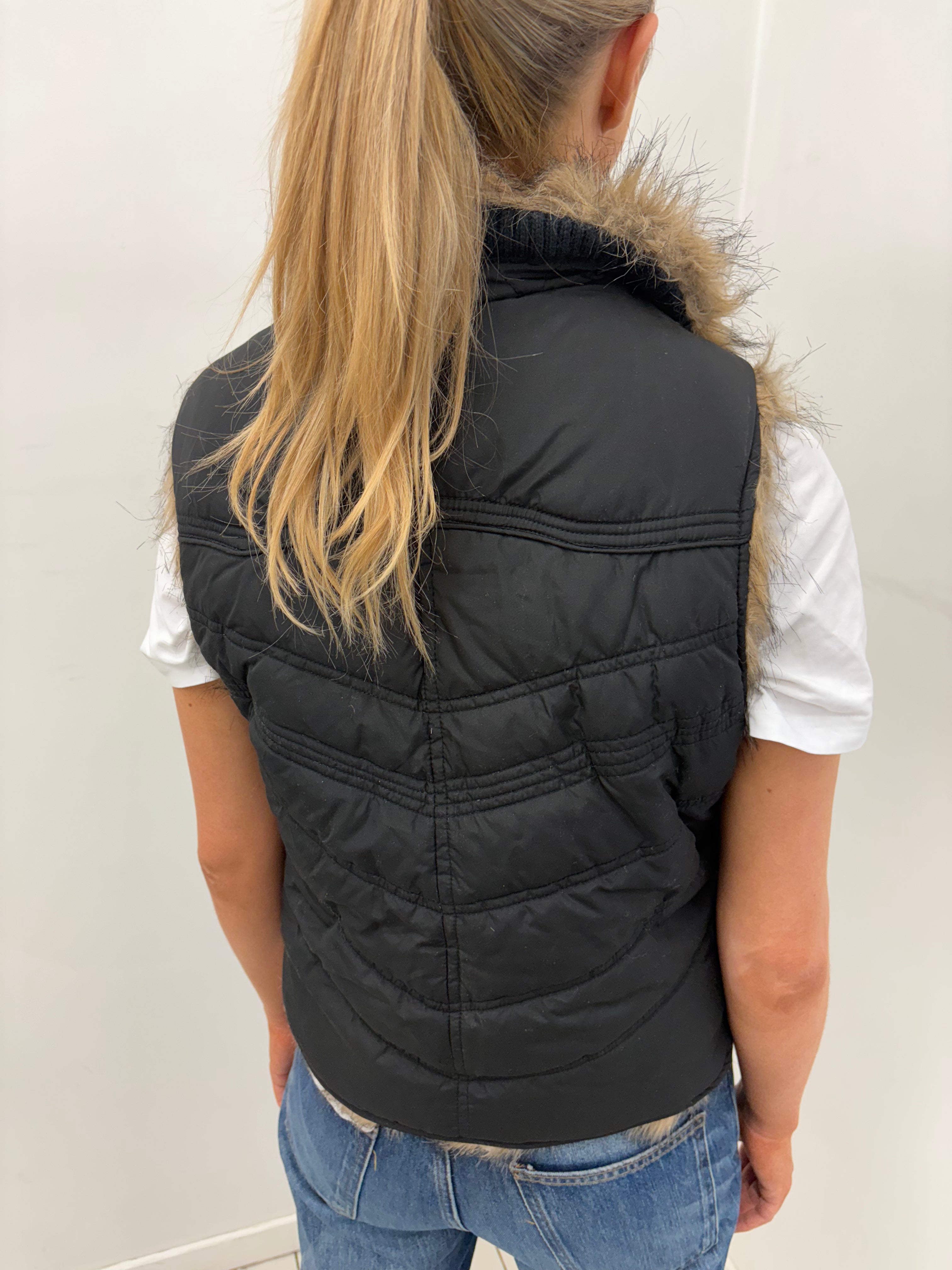 Faux Fur Trim Y2K Puffer Vest