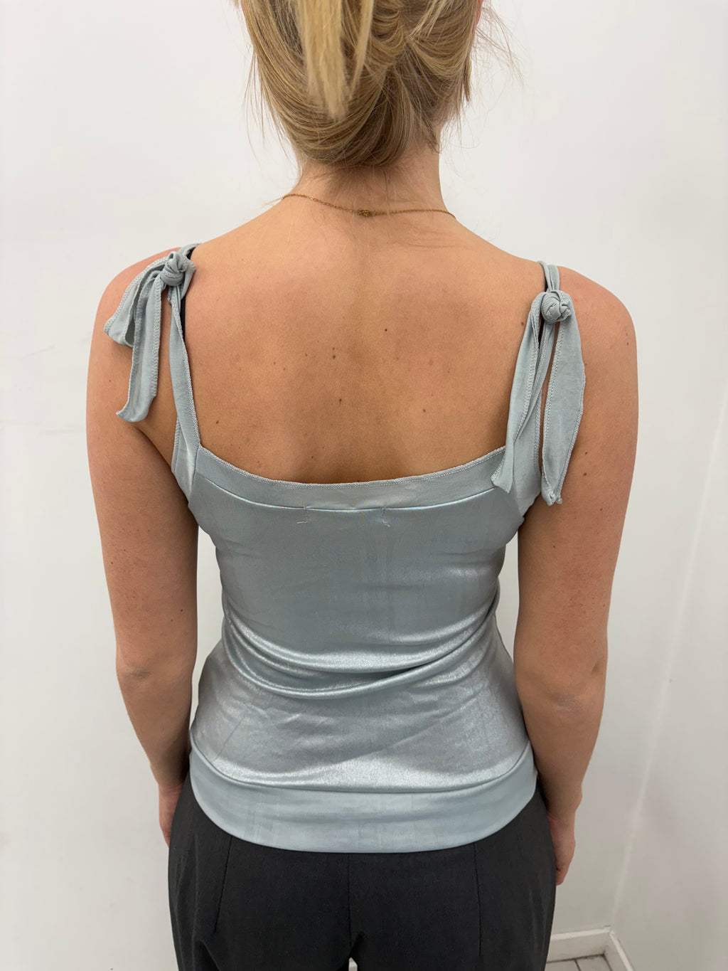 Y2K Shimmery Blue Cami Top