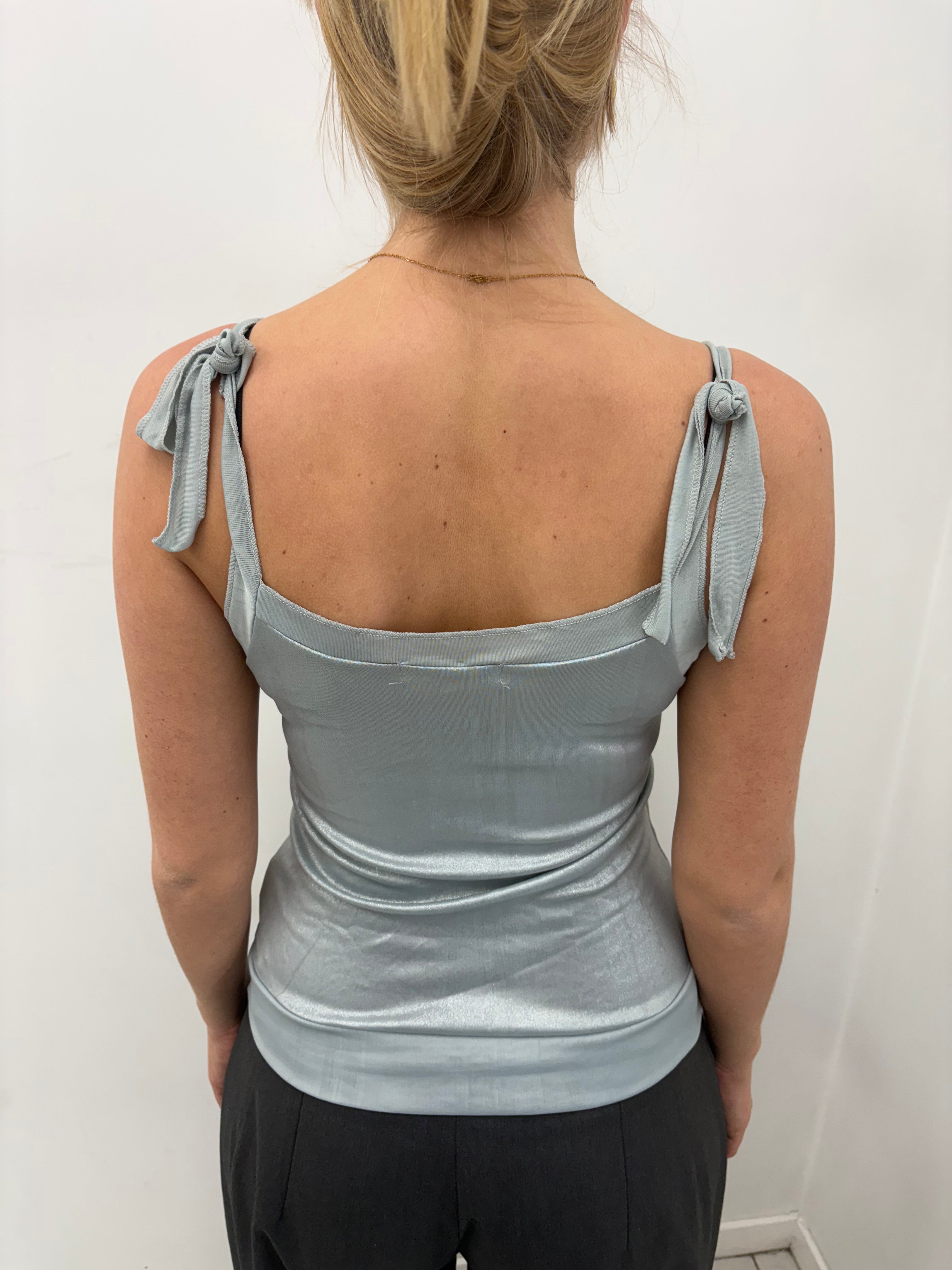 Y2K Shimmery Blue Cami Top