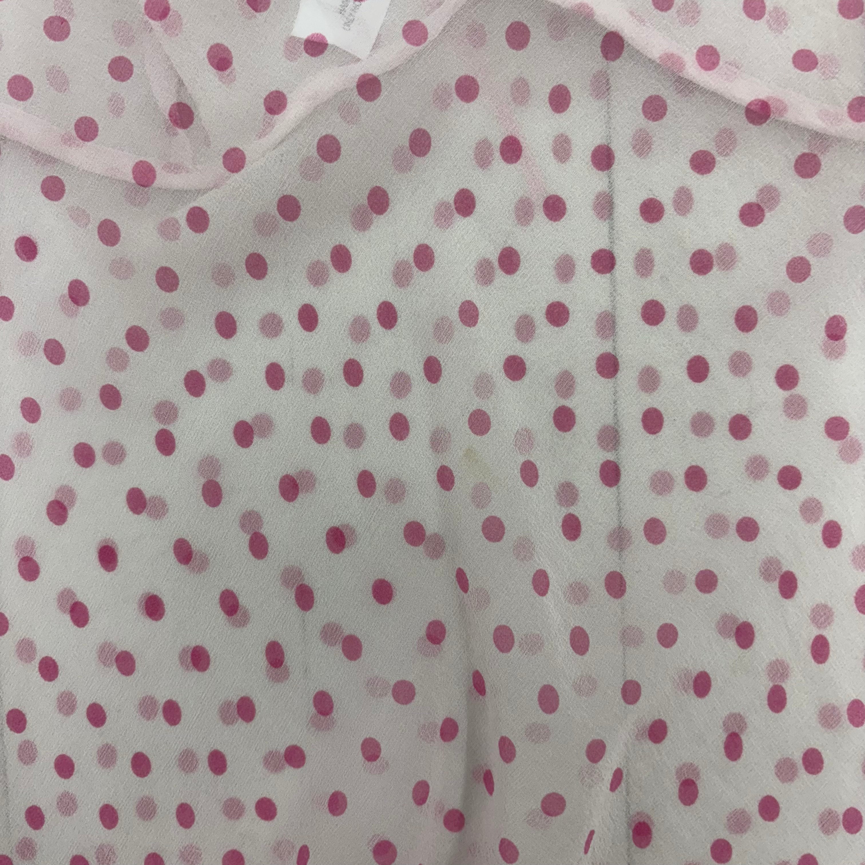 Pink Sheer Polkadot Camisole with Lace Trim